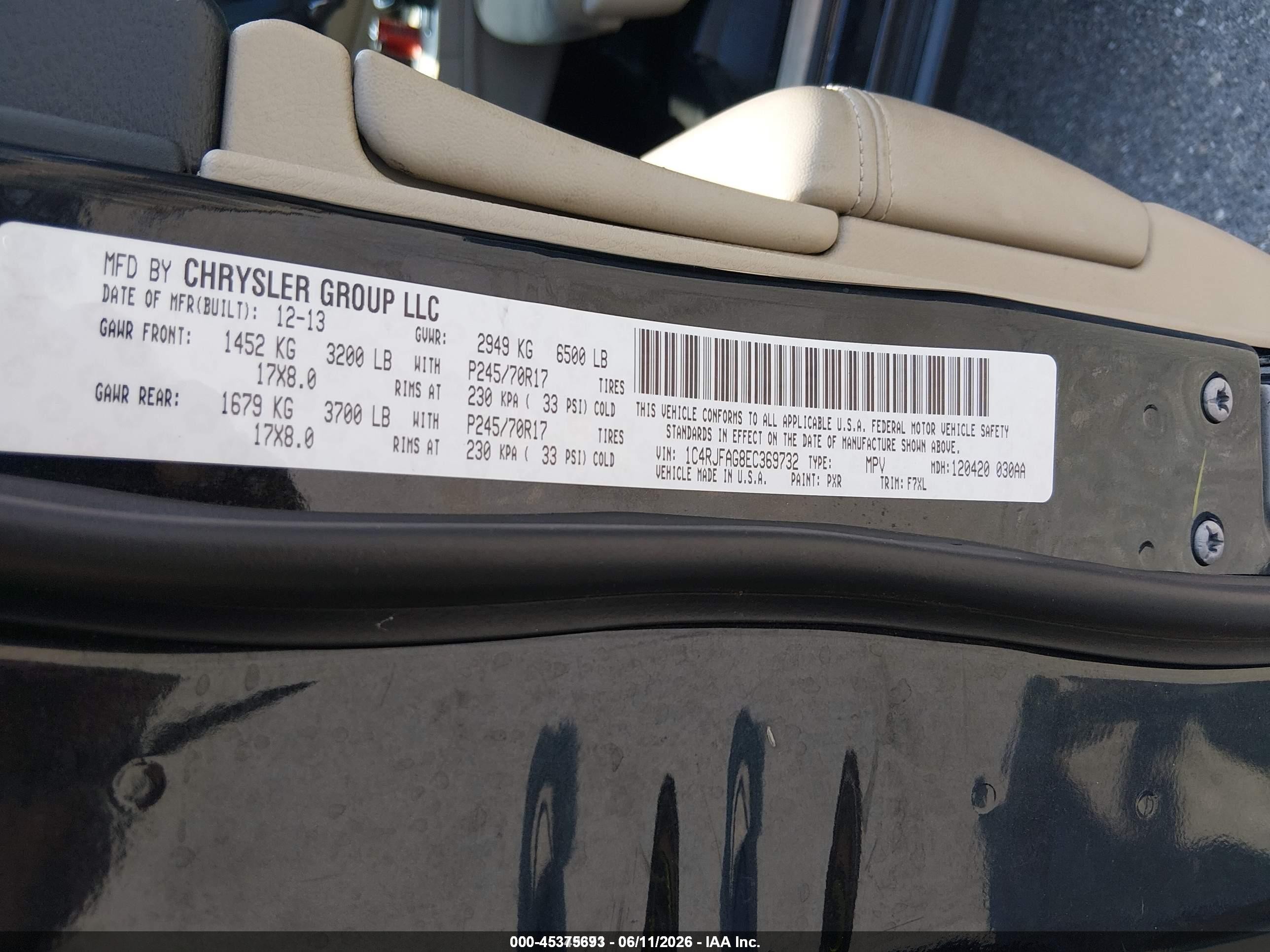 2014 Jeep Grand Cherokee Laredo Black vin: 1C4RJFAG8EC369732