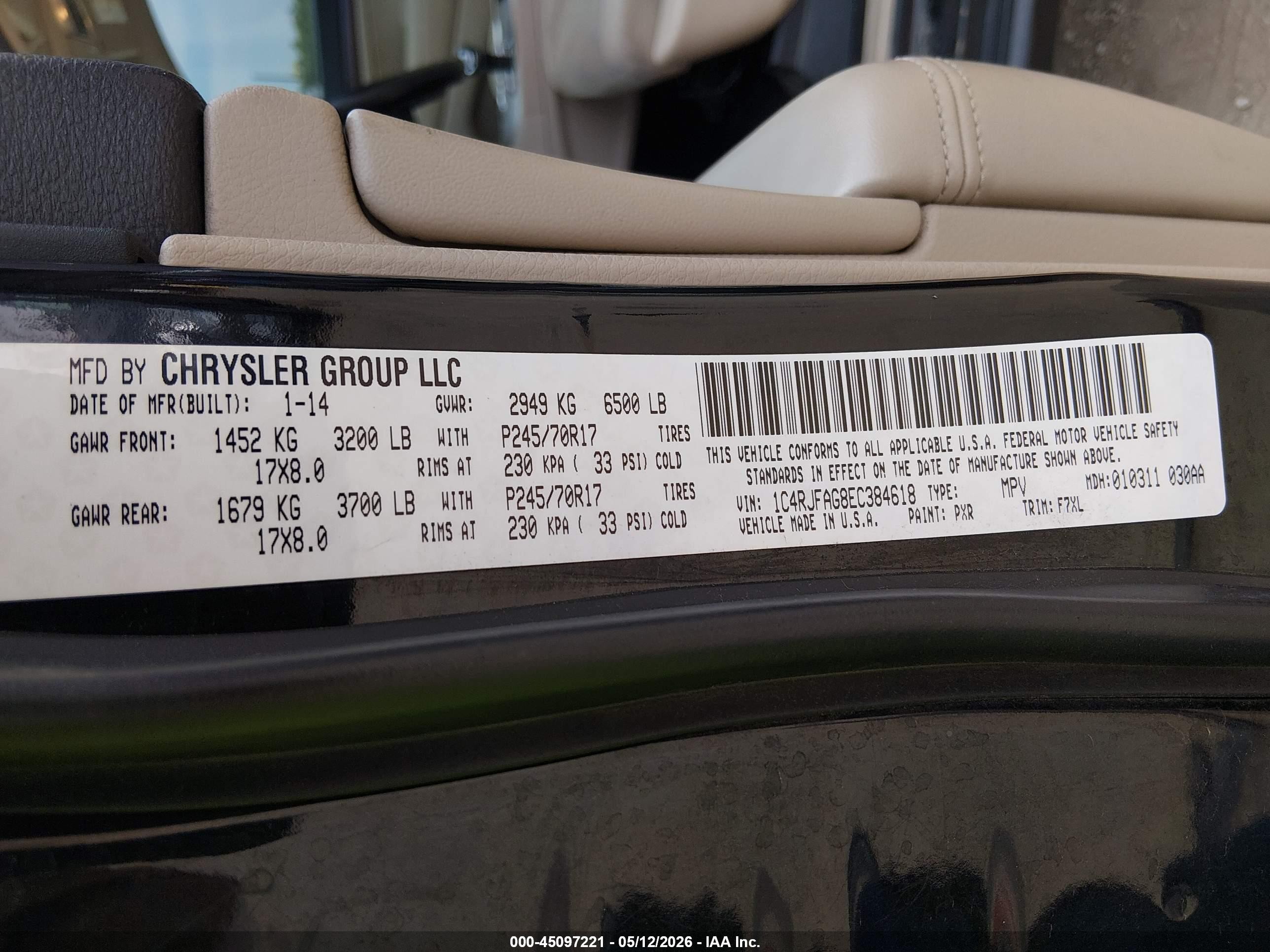 2014 Jeep Grand Cherokee Laredo Black vin: 1C4RJFAG8EC384618