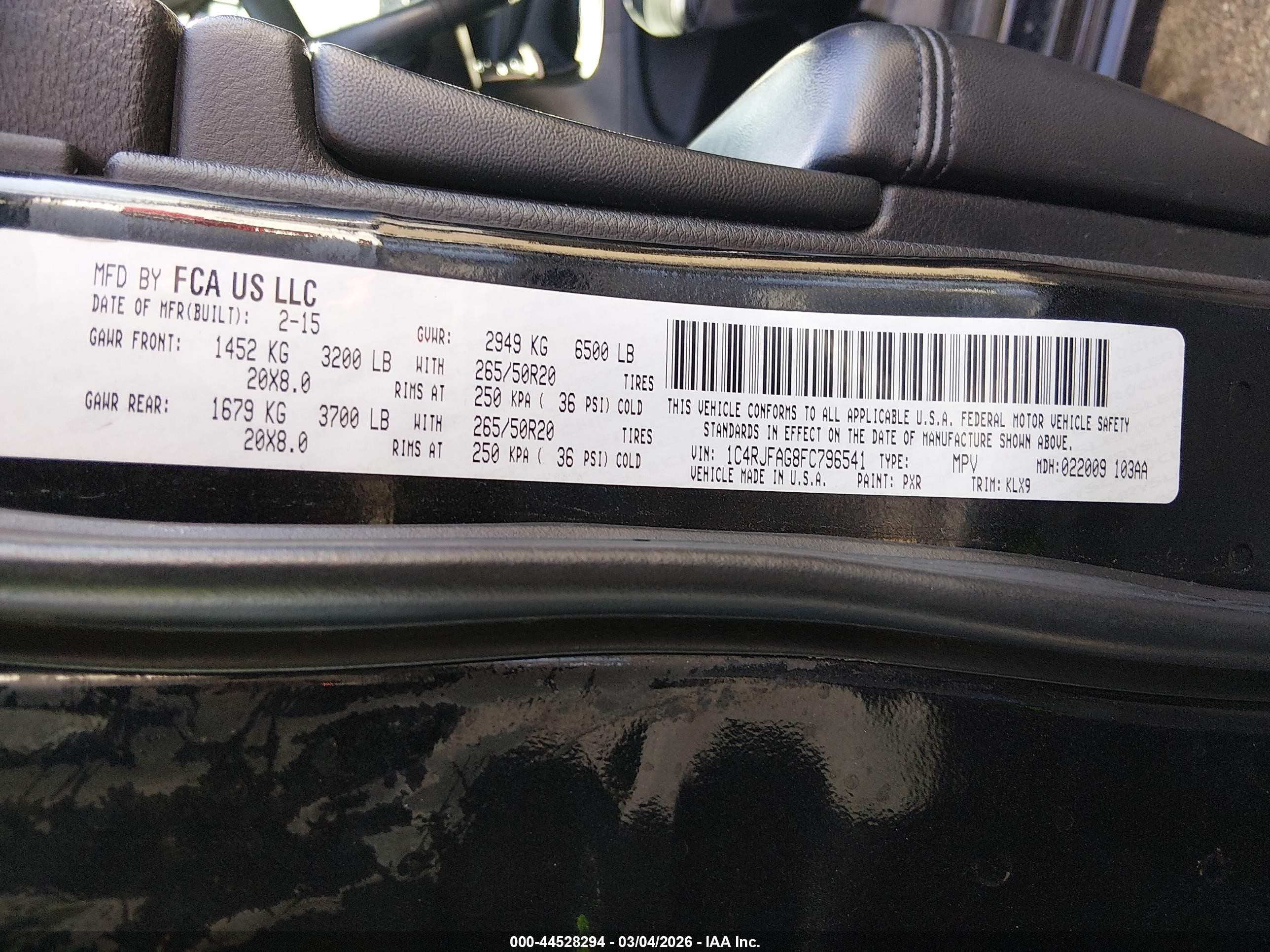 2015 Jeep Grand Cherokee Altitude Black vin: 1C4RJFAG8FC796541