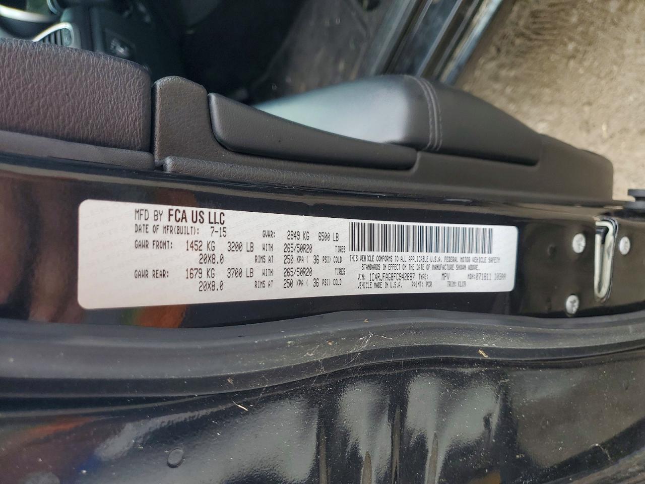2015 Jeep Grand Cherokee Laredo Black vin: 1C4RJFAG8FC942887