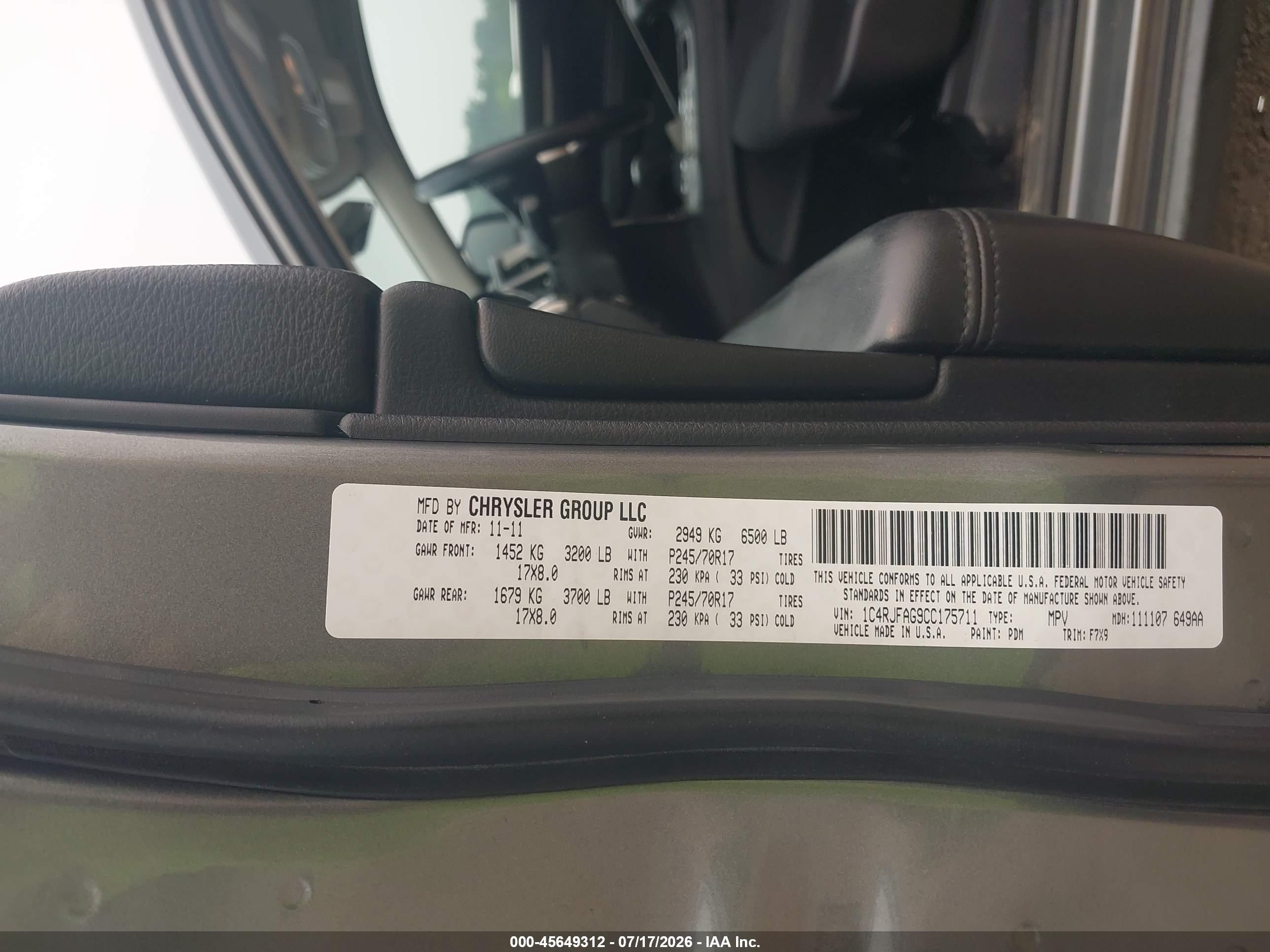 2012 Jeep Grand Cherokee Laredo Серый vin: 1C4RJFAG9CC175711