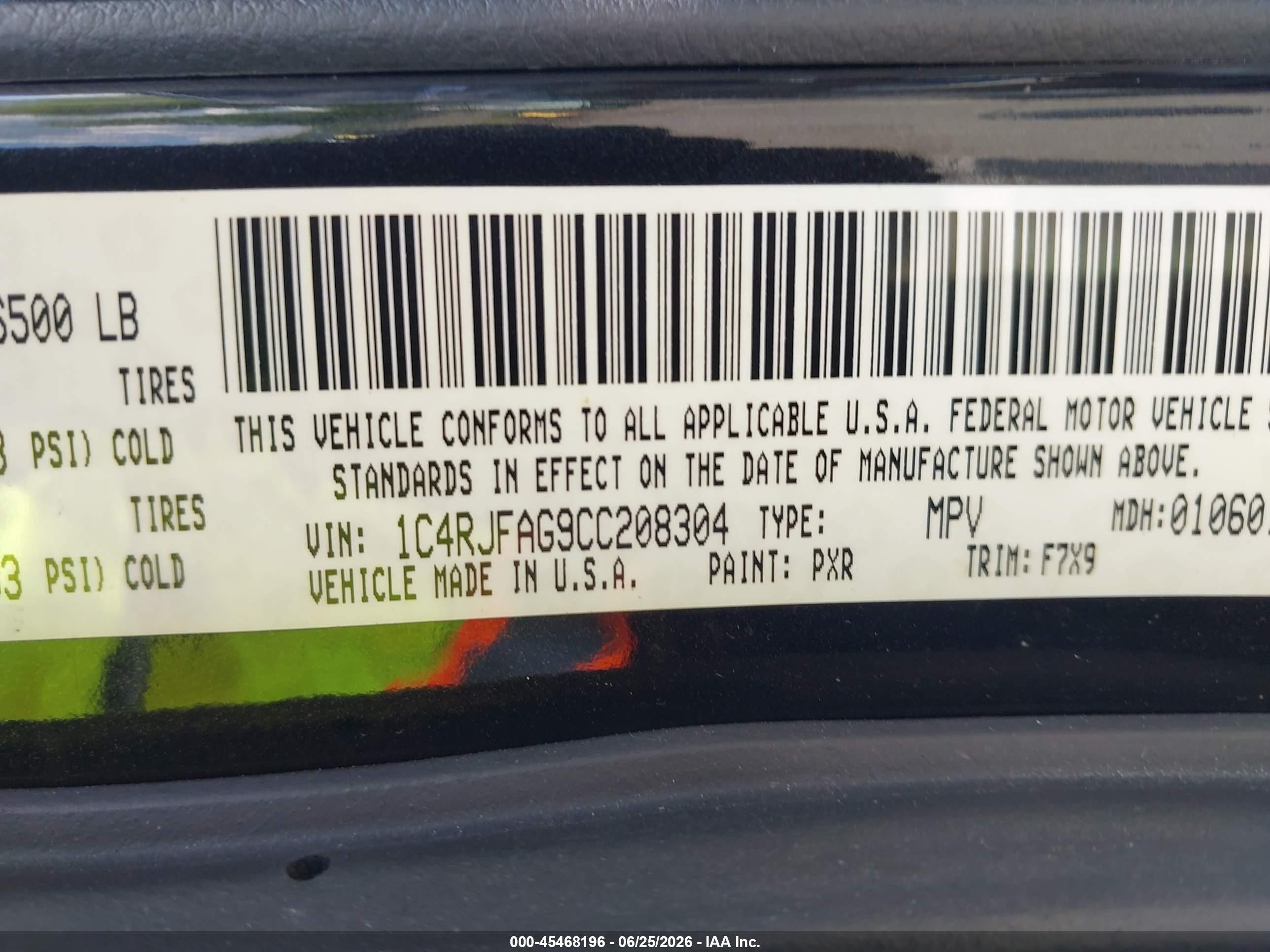2012 Jeep Grand Cherokee Laredo Black vin: 1C4RJFAG9CC208304