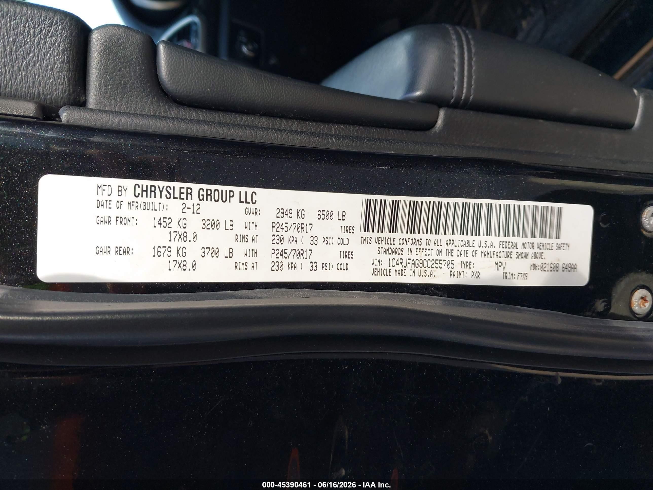 2012 Jeep Grand Cherokee Laredo Black vin: 1C4RJFAG9CC255705