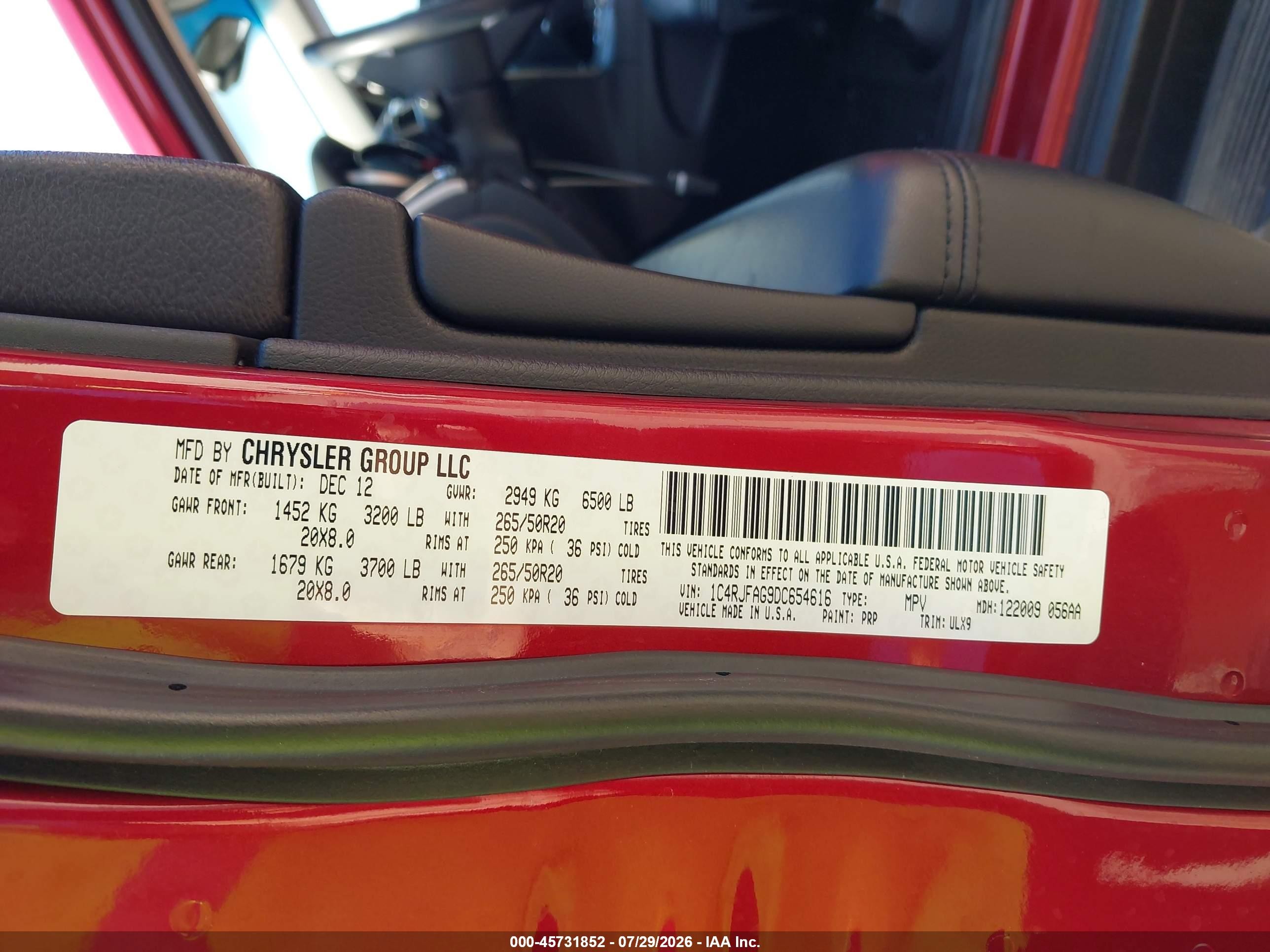 2013 Jeep Grand Cherokee Laredo Red vin: 1C4RJFAG9DC654616