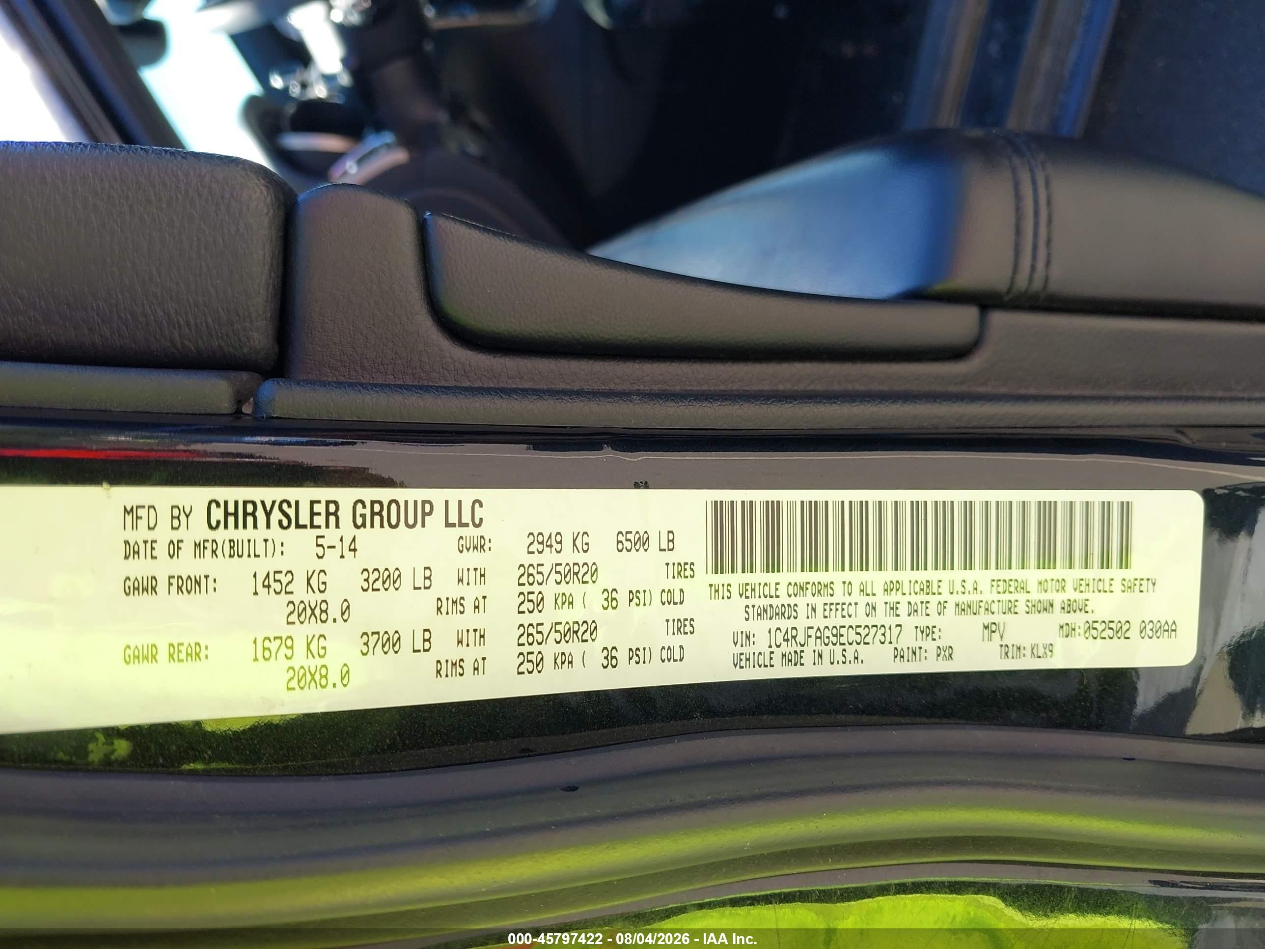 2014 Jeep Grand Cherokee Altitude Black vin: 1C4RJFAG9EC527317