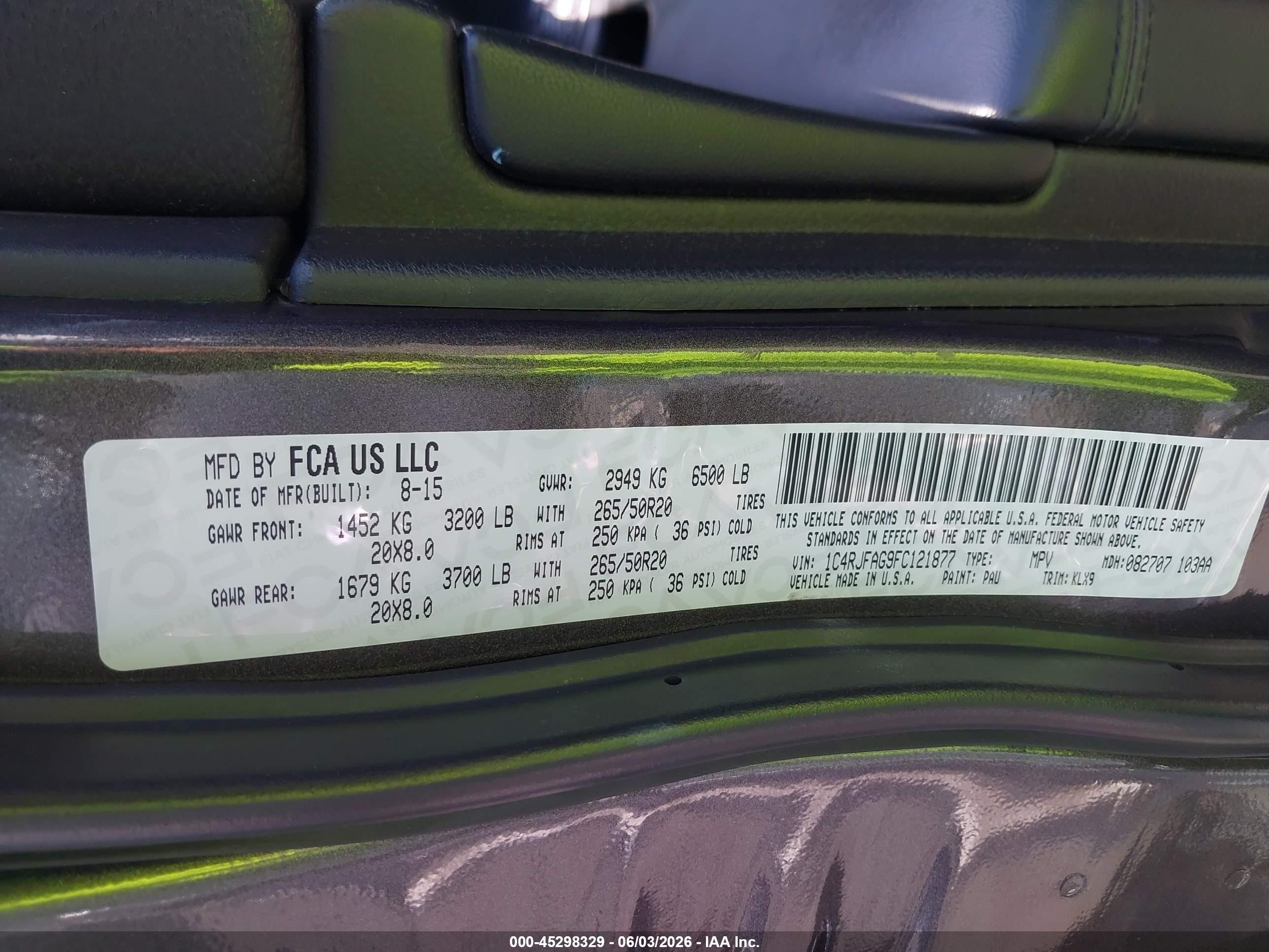 2015 Jeep Grand Cherokee Altitude Gray vin: 1C4RJFAG9FC121877