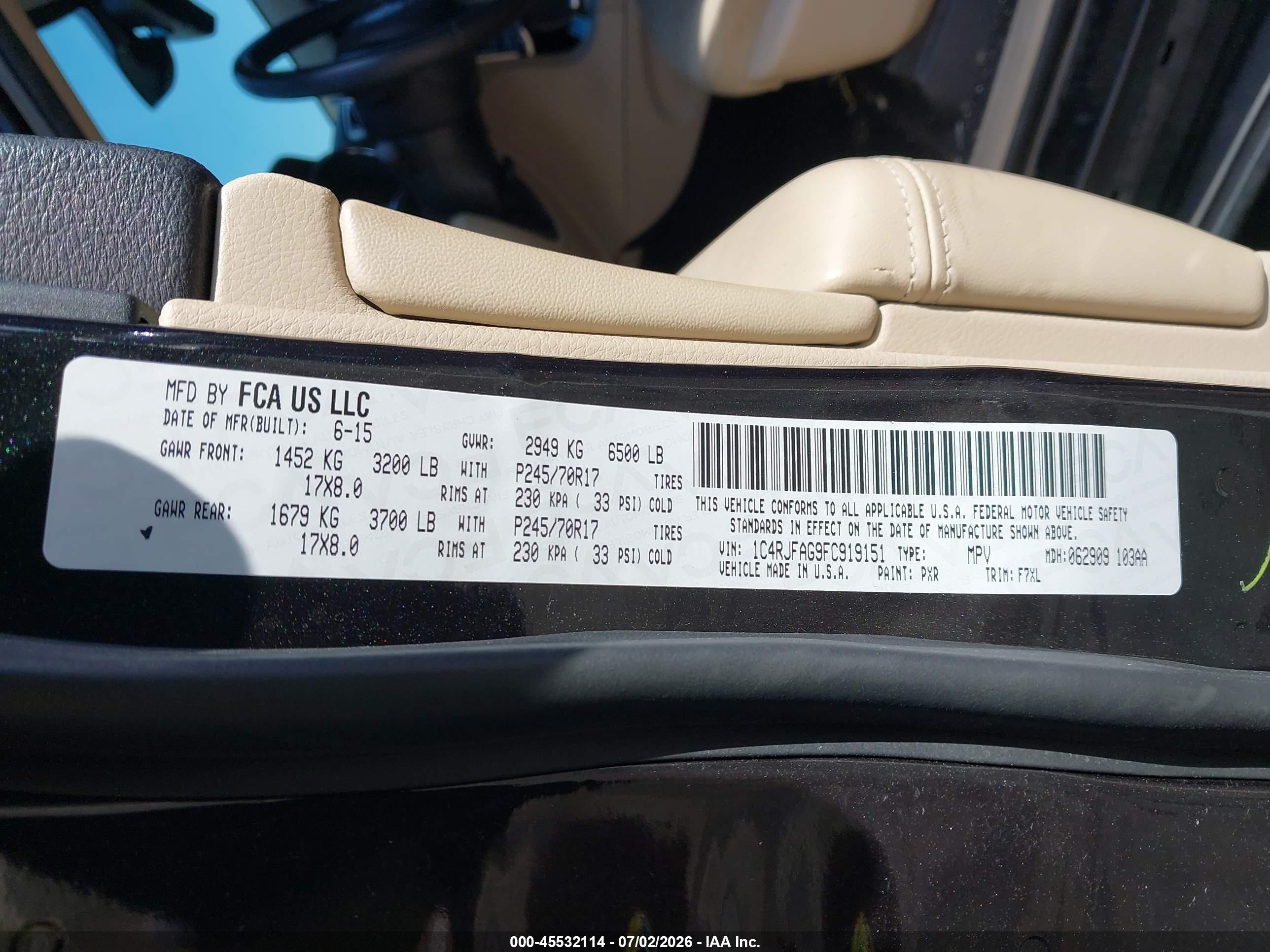 2015 Jeep Grand Cherokee Laredo Black vin: 1C4RJFAG9FC919151
