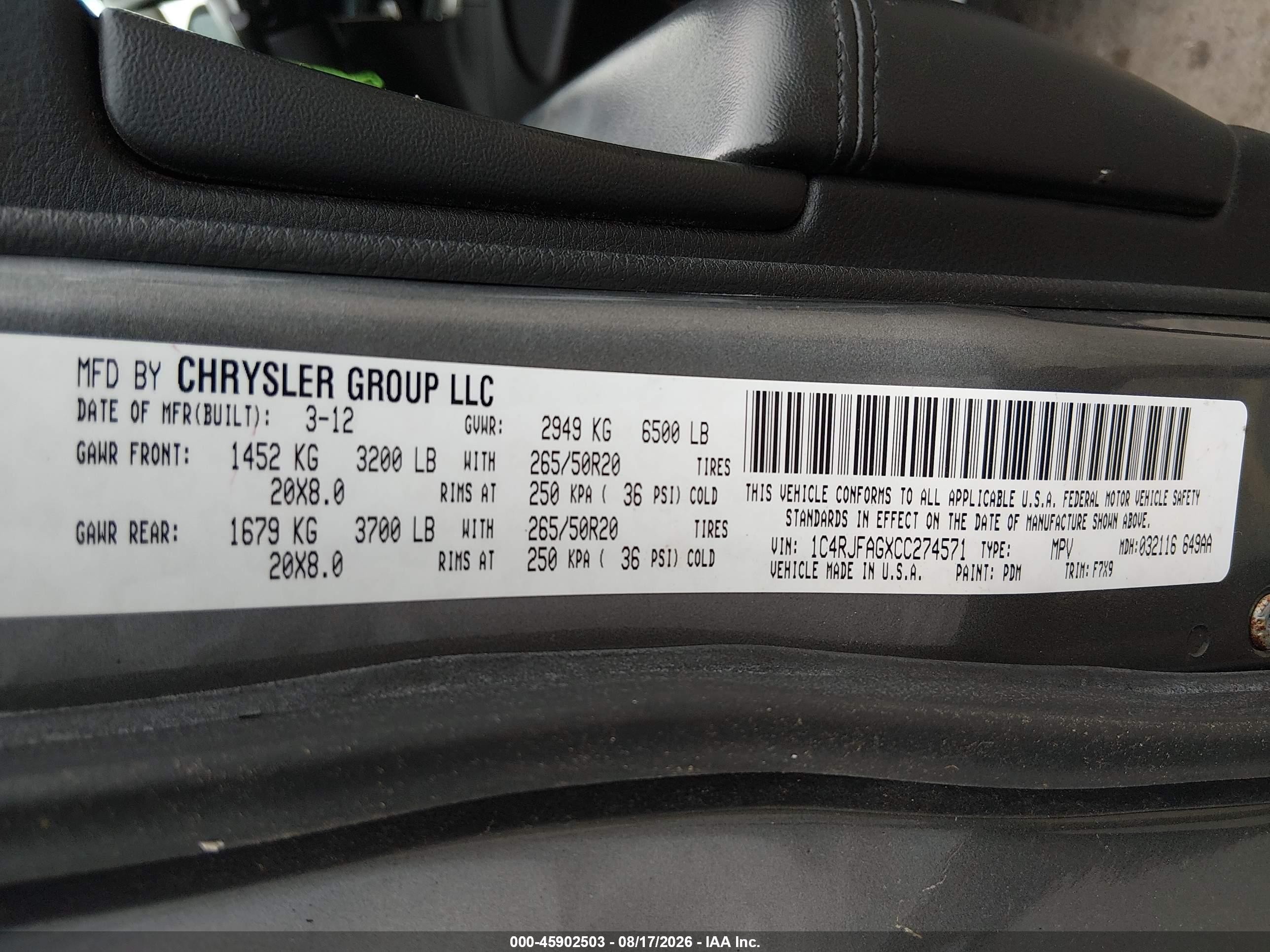 2012 Jeep Grand Cherokee Laredo Gray vin: 1C4RJFAGXCC274571