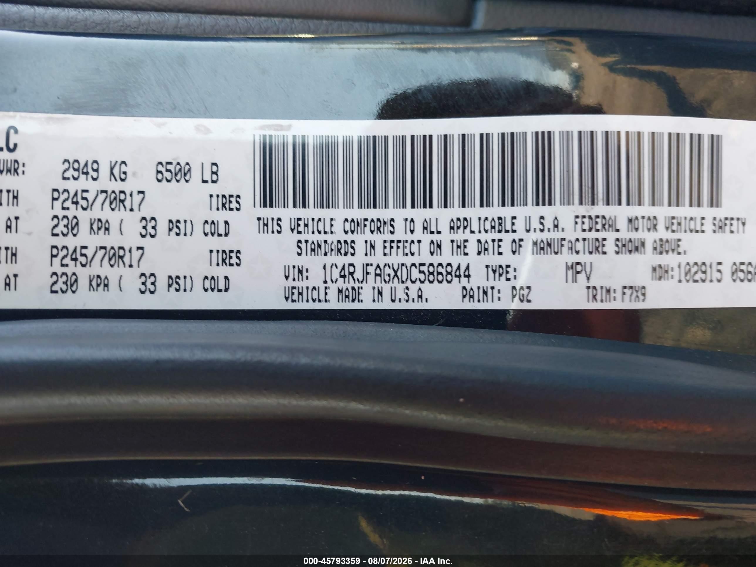2013 Jeep Grand Cherokee Laredo Black vin: 1C4RJFAGXDC586844