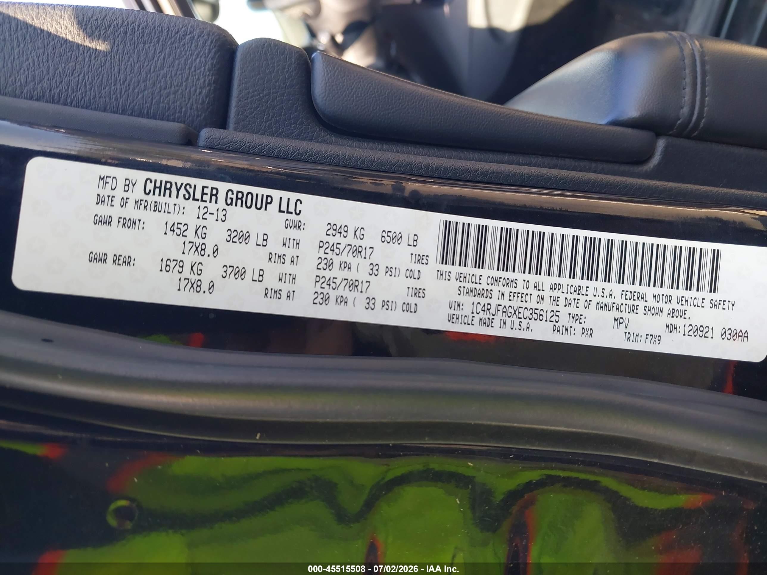2014 Jeep Grand Cherokee Laredo Black vin: 1C4RJFAGXEC356125