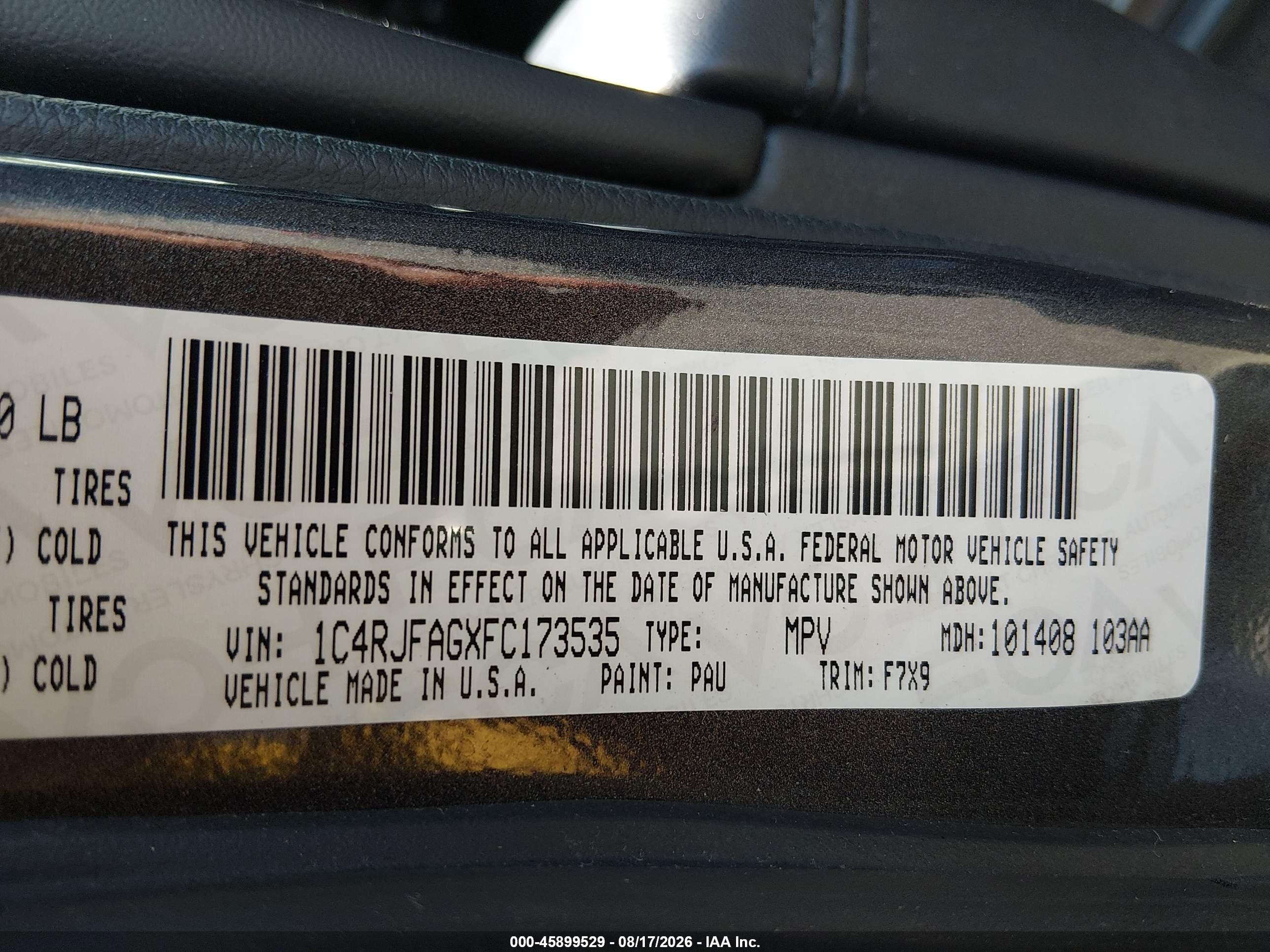 2015 Jeep Grand Cherokee Laredo Серый vin: 1C4RJFAGXFC173535
