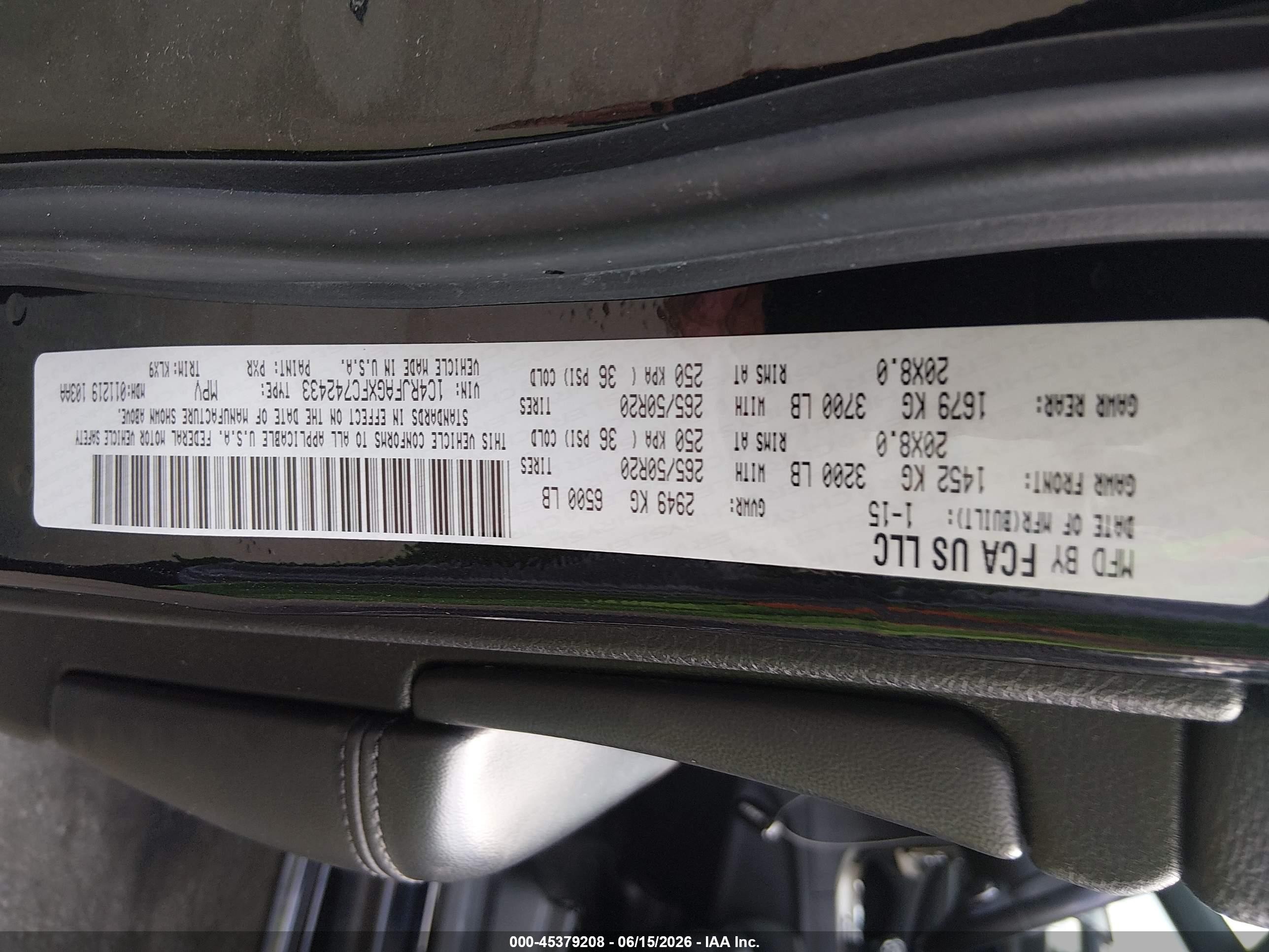 2015 Jeep Grand Cherokee Altitude Черный vin: 1C4RJFAGXFC742433