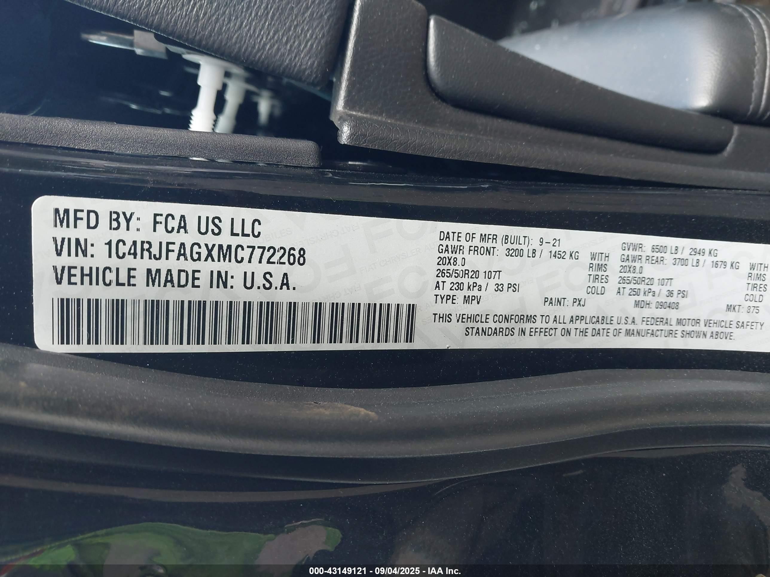 2021 Jeep Grand Cherokee Laredo X 4x4 Черный vin: 1C4RJFAGXMC772268