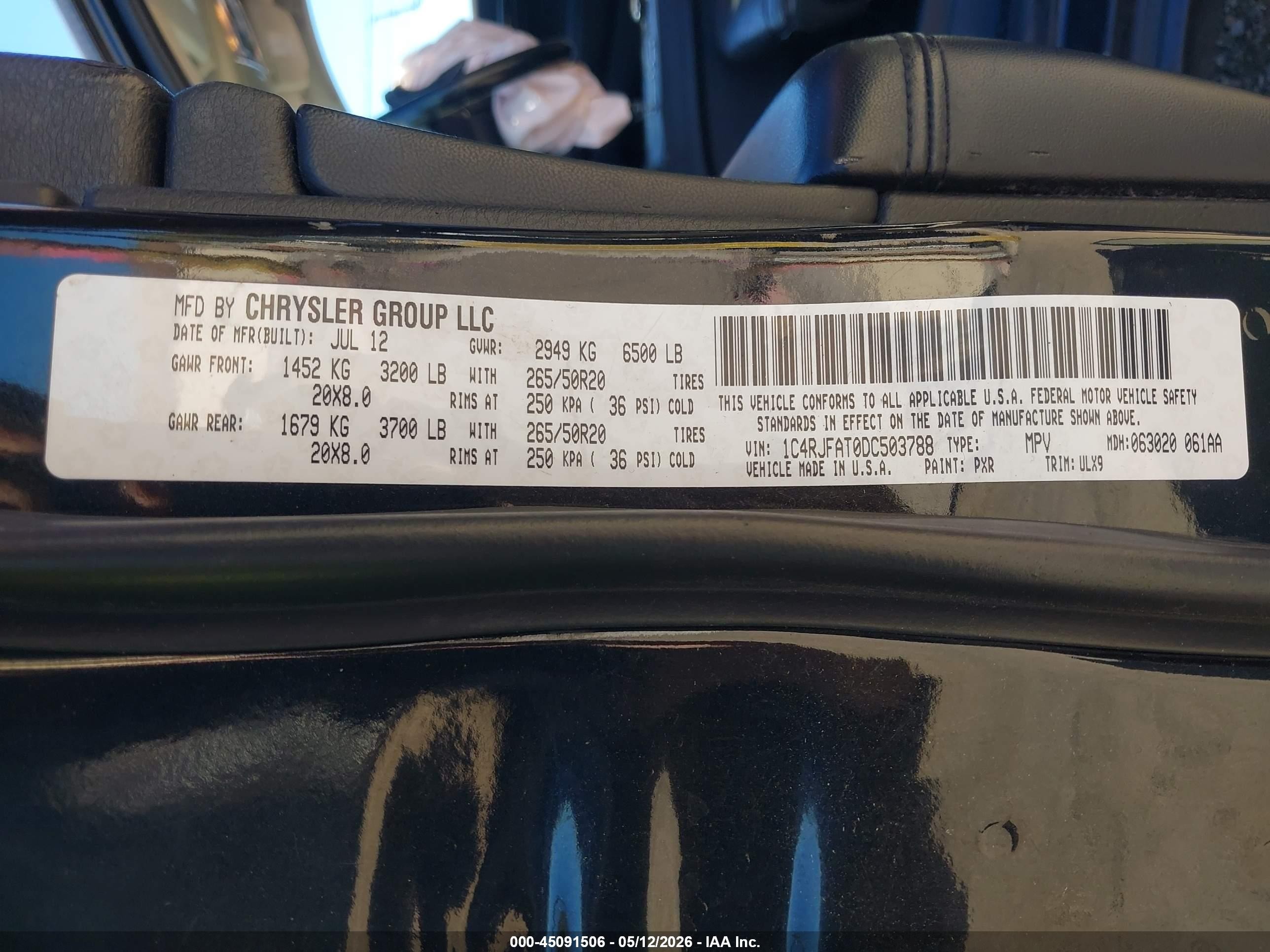 2013 Jeep Grand Cherokee Laredo Black vin: 1C4RJFAT0DC503788
