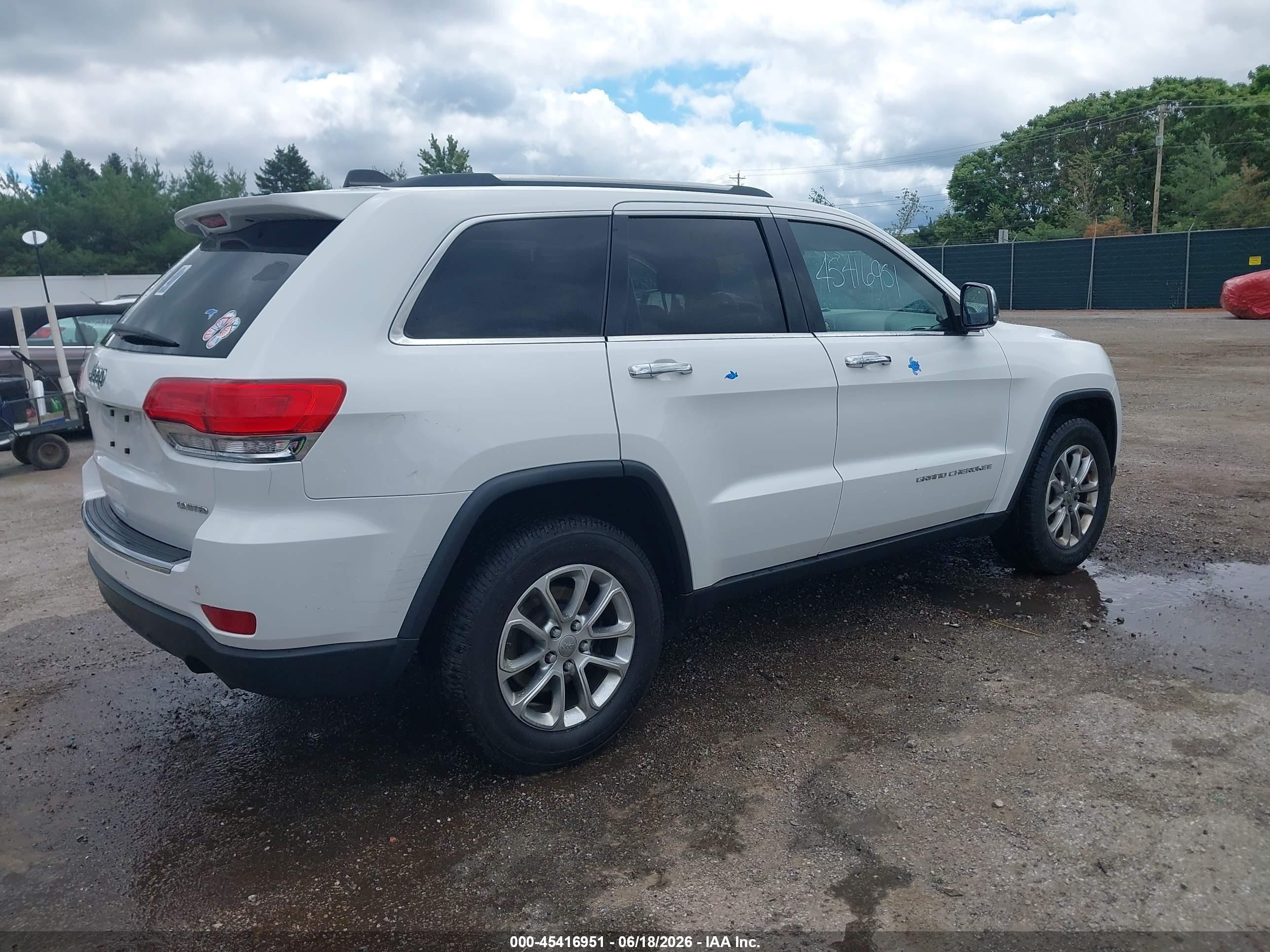 2014 Jeep Grand Cherokee Limited White vin: 1C4RJFBG0EC153548