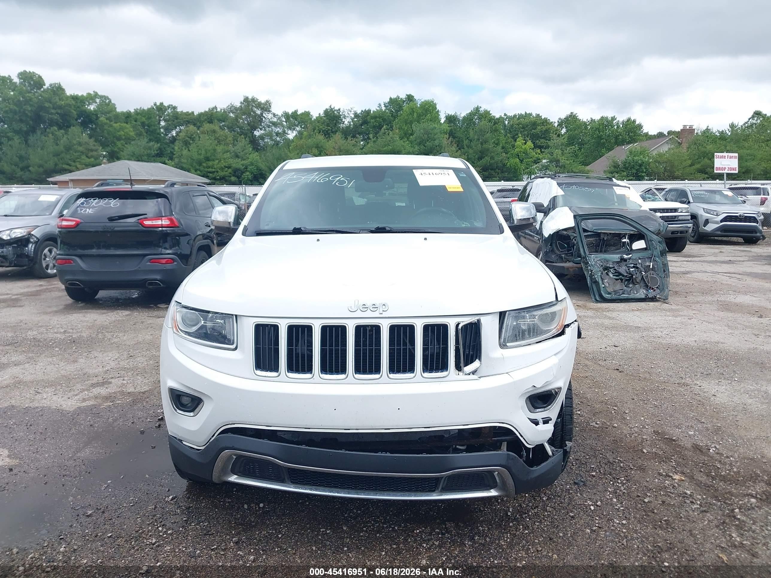 2014 Jeep Grand Cherokee Limited White vin: 1C4RJFBG0EC153548