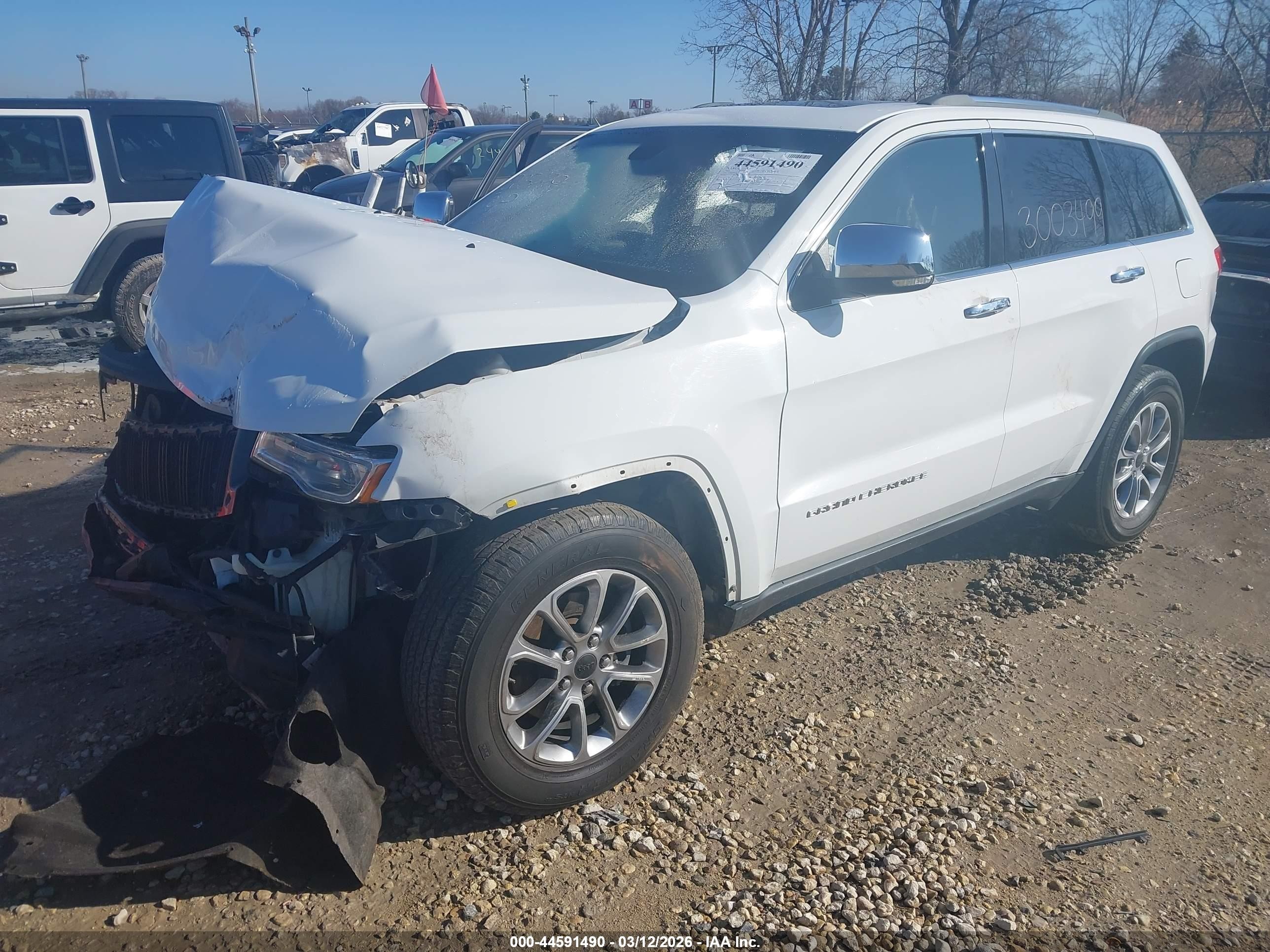 2014 Jeep Grand Cherokee Limited White vin: 1C4RJFBG0EC453221
