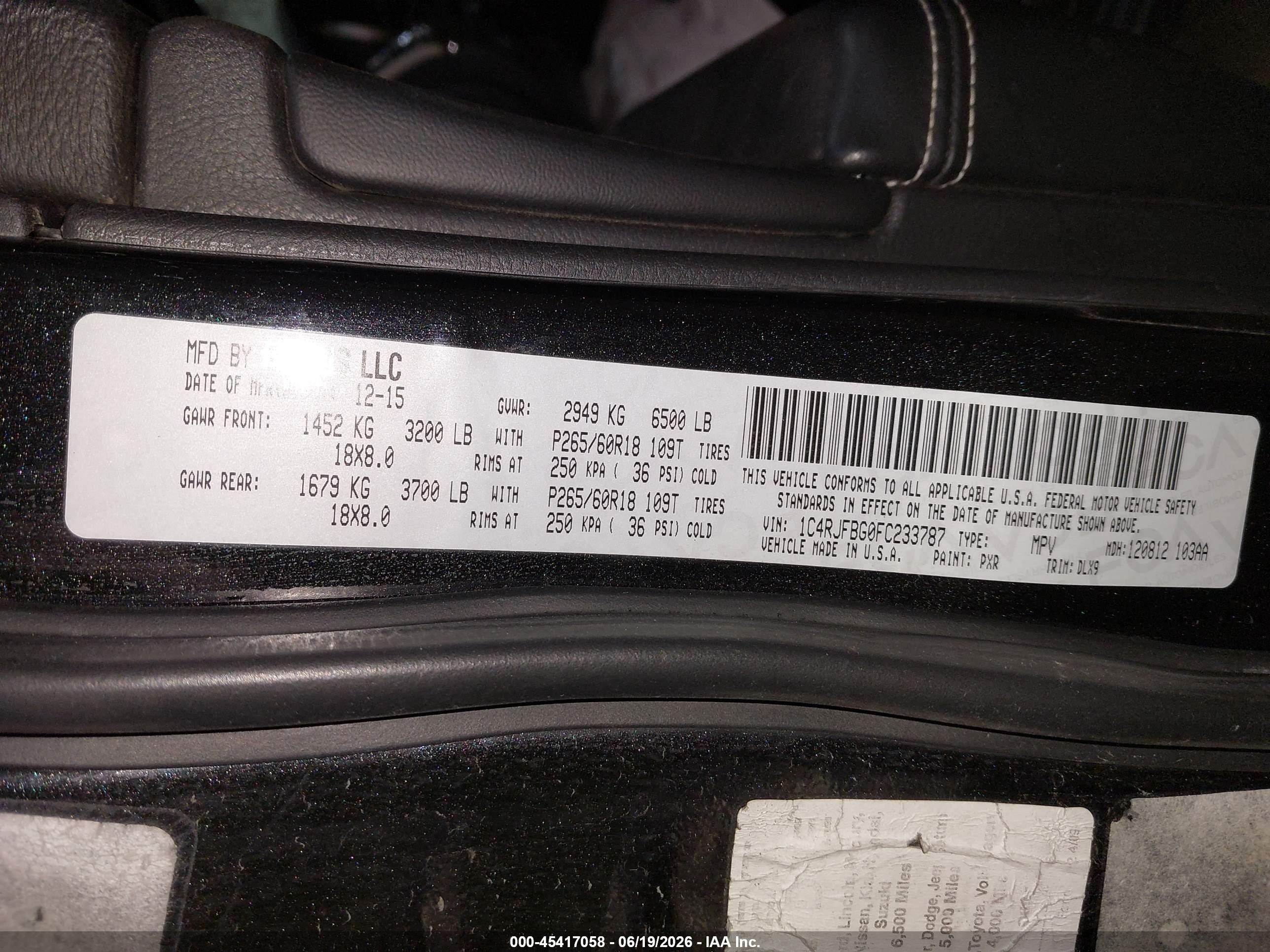 2015 Jeep Grand Cherokee Limited Black vin: 1C4RJFBG0FC233787