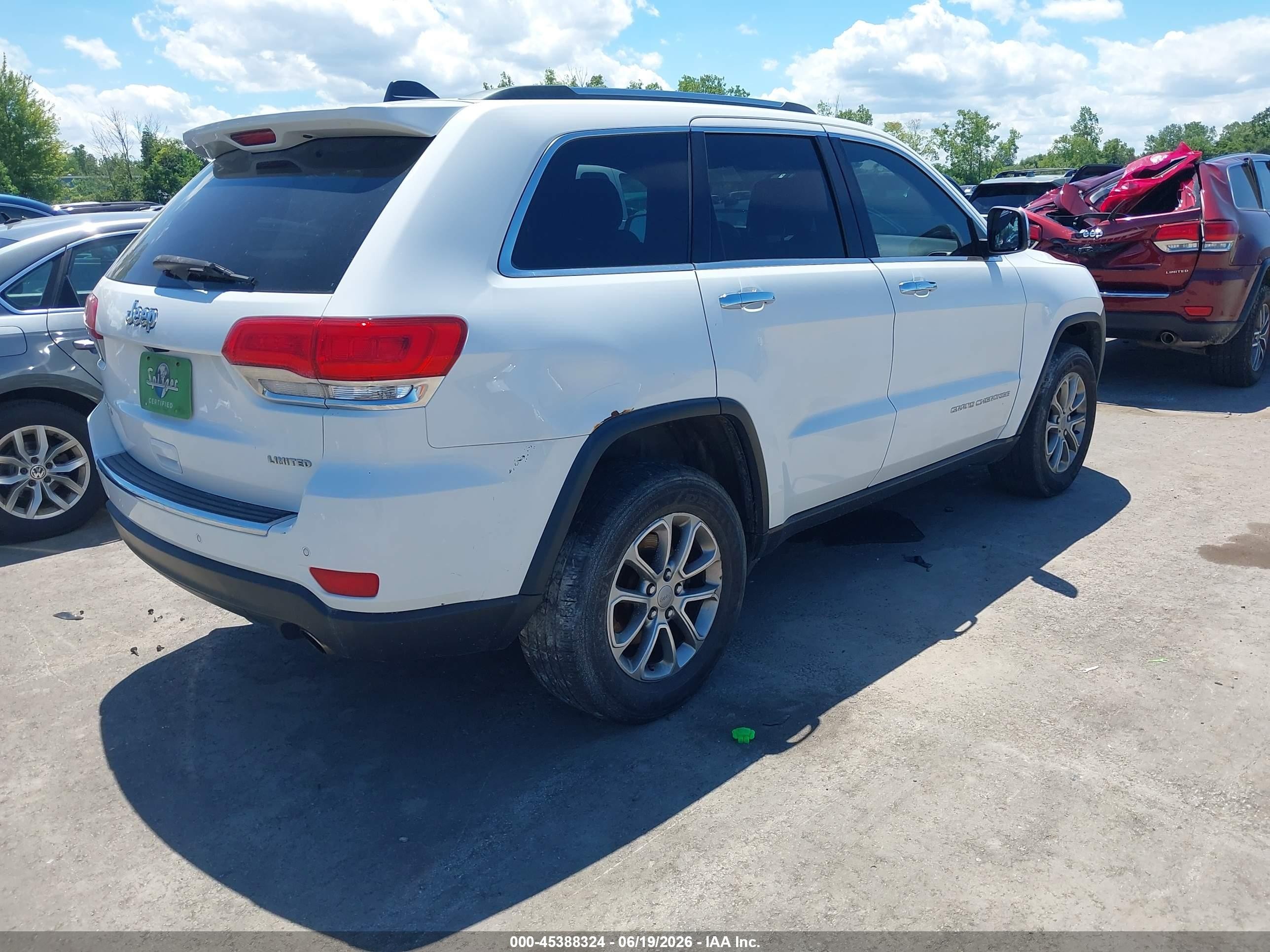 2015 Jeep Grand Cherokee Limited White vin: 1C4RJFBG0FC762849