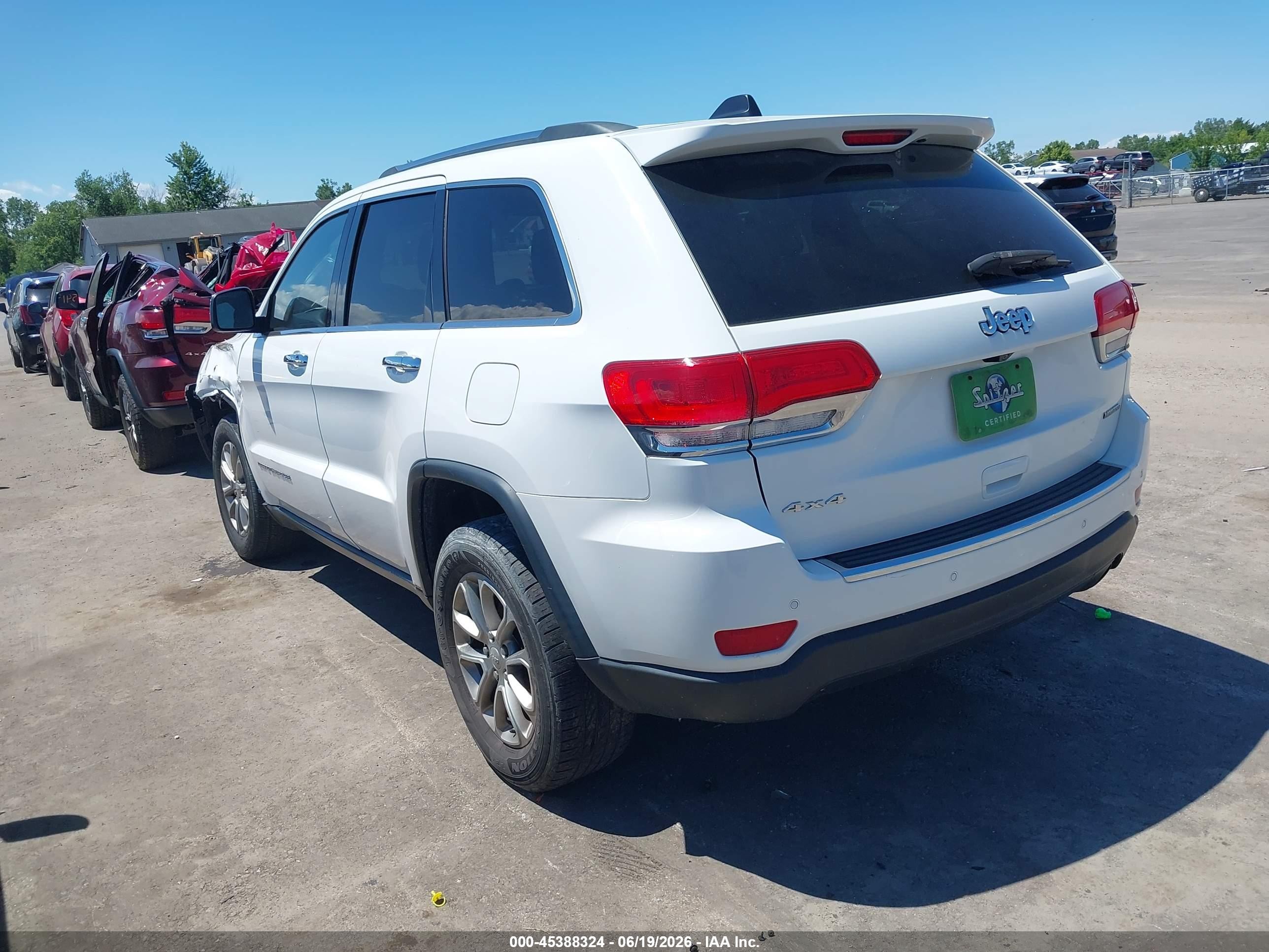 2015 Jeep Grand Cherokee Limited White vin: 1C4RJFBG0FC762849