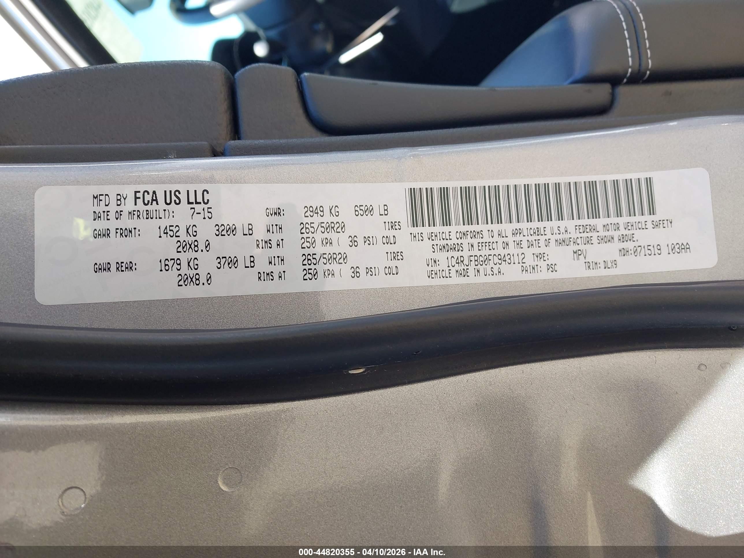 2015 Jeep Grand Cherokee Limited Серебряный vin: 1C4RJFBG0FC943112