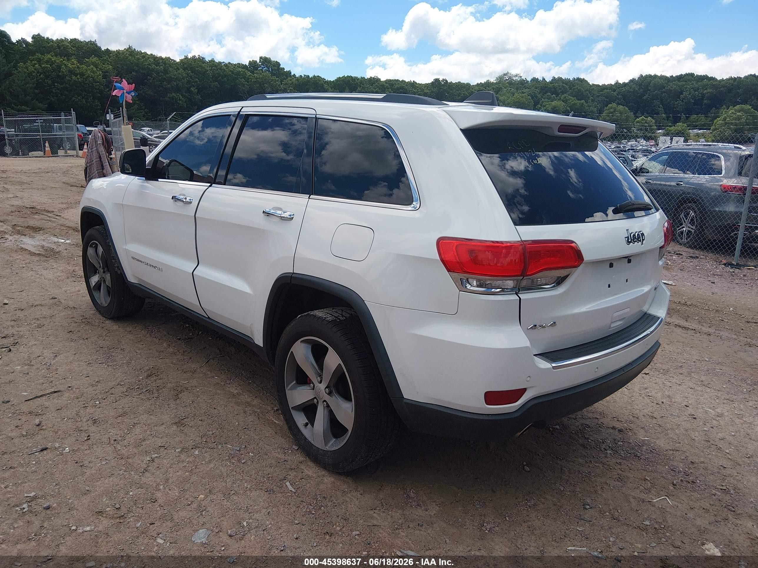2014 Jeep Grand Cherokee Limited White vin: 1C4RJFBG1EC102446