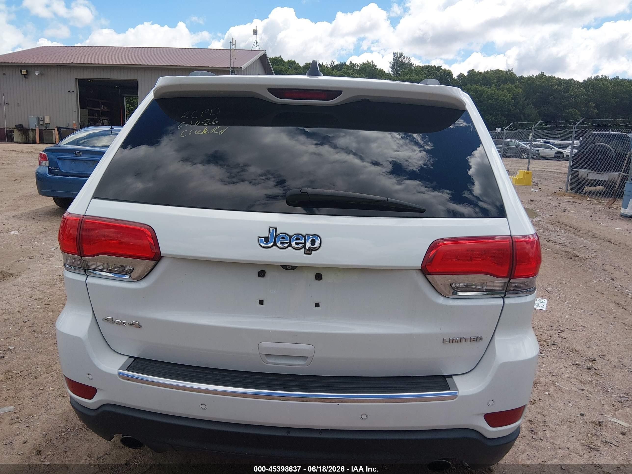 2014 Jeep Grand Cherokee Limited White vin: 1C4RJFBG1EC102446