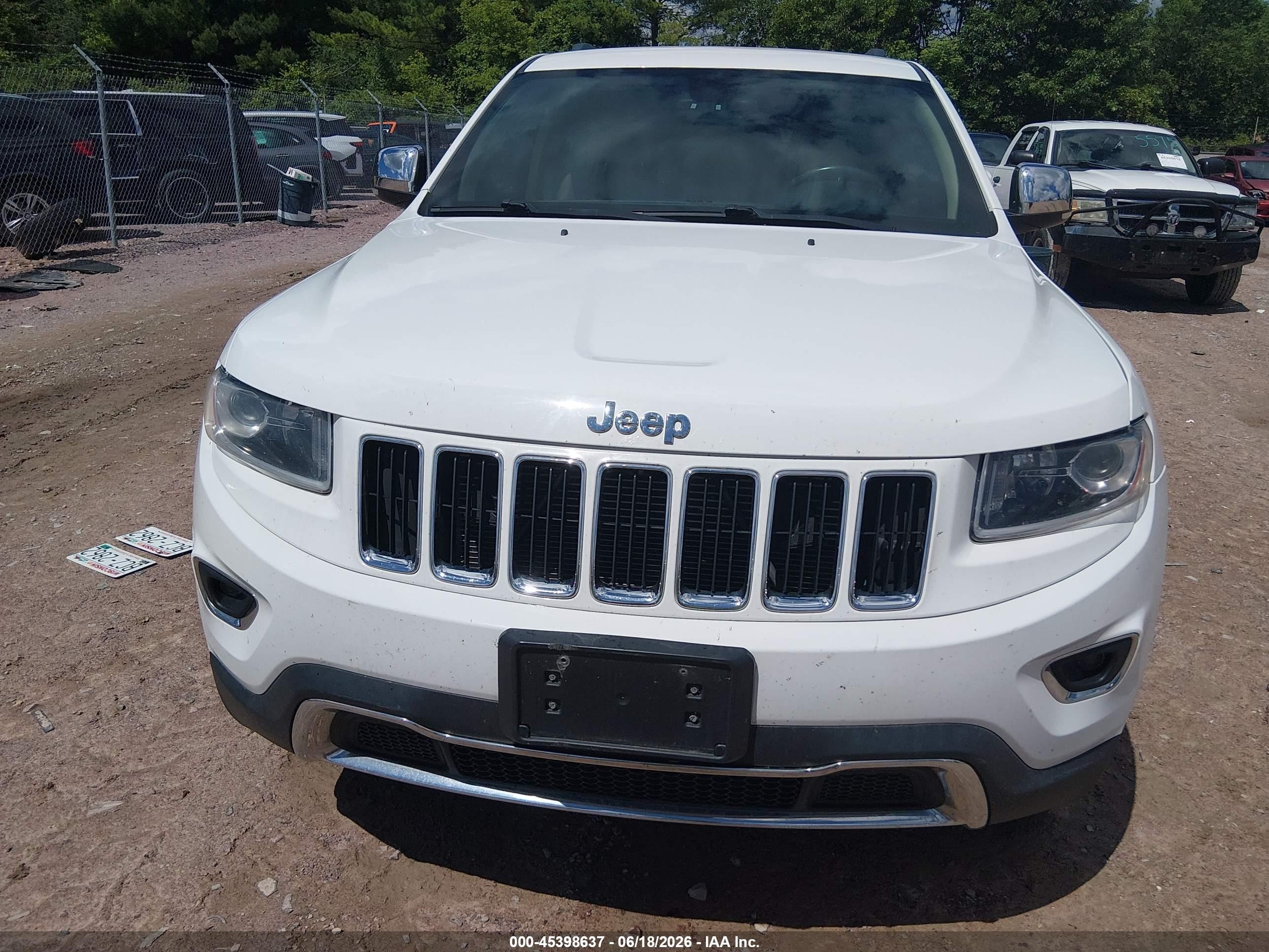 2014 Jeep Grand Cherokee Limited White vin: 1C4RJFBG1EC102446