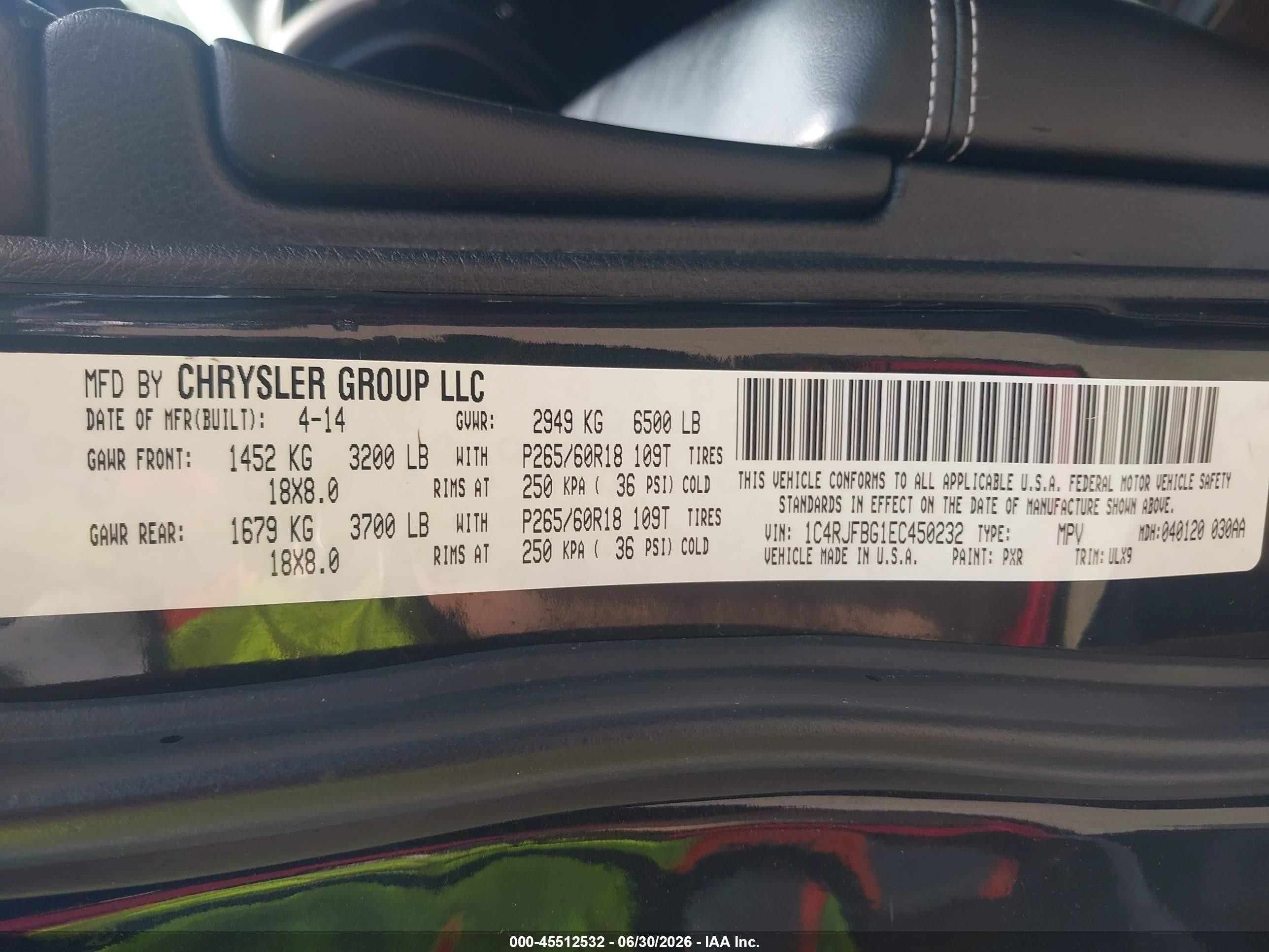 2014 Jeep Grand Cherokee Limited Black vin: 1C4RJFBG1EC450232