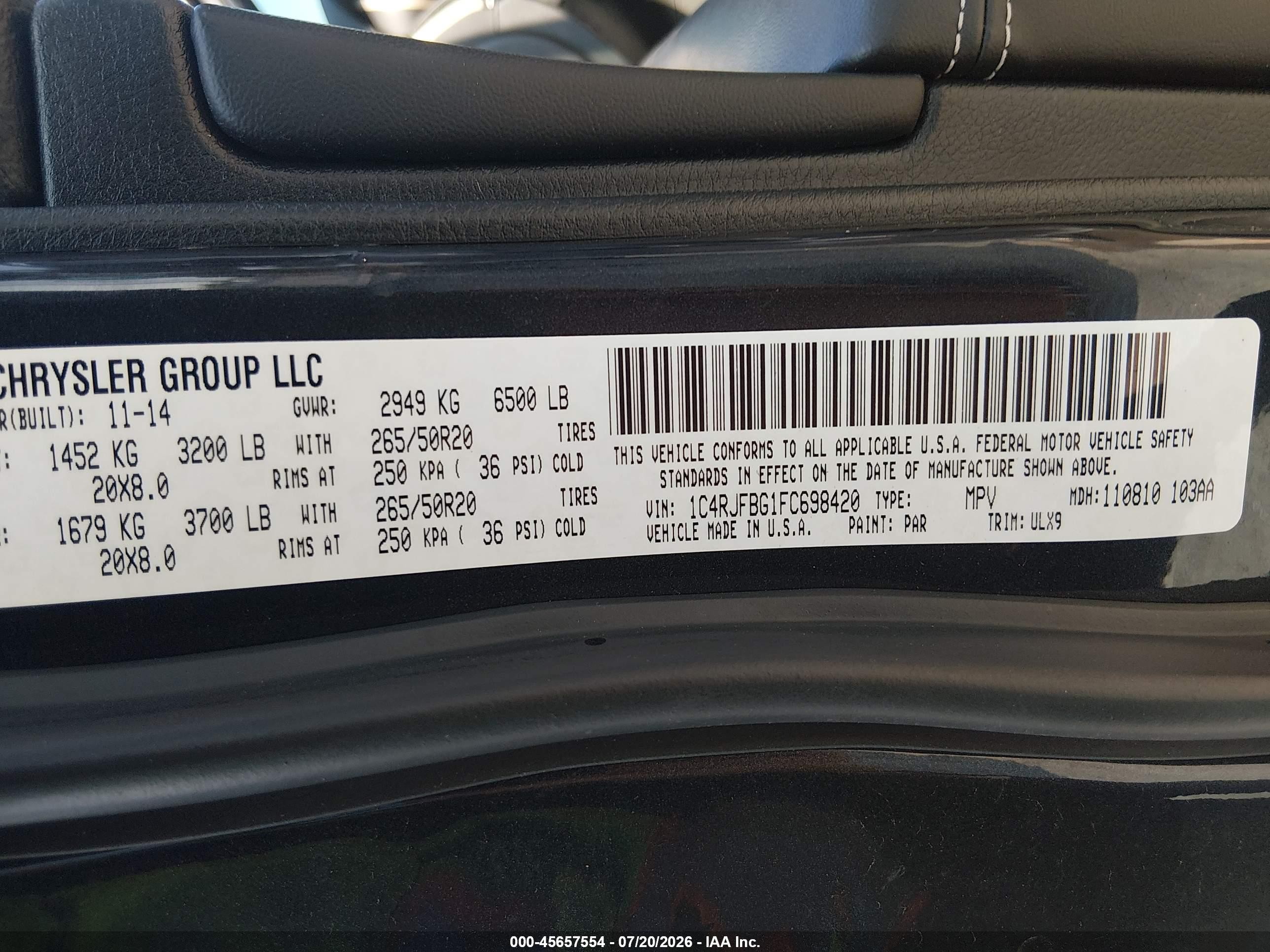 2015 Jeep Grand Cherokee Limited Dark Blue vin: 1C4RJFBG1FC698420