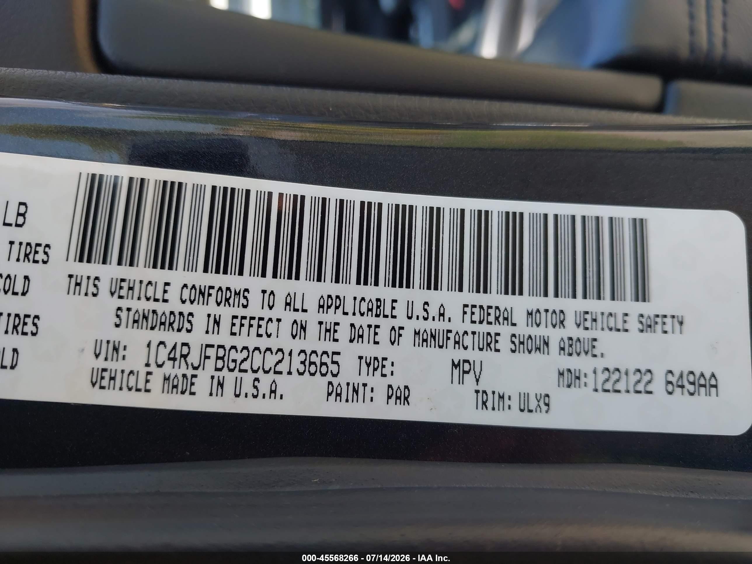 2012 Jeep Grand Cherokee Limited Black vin: 1C4RJFBG2CC213665