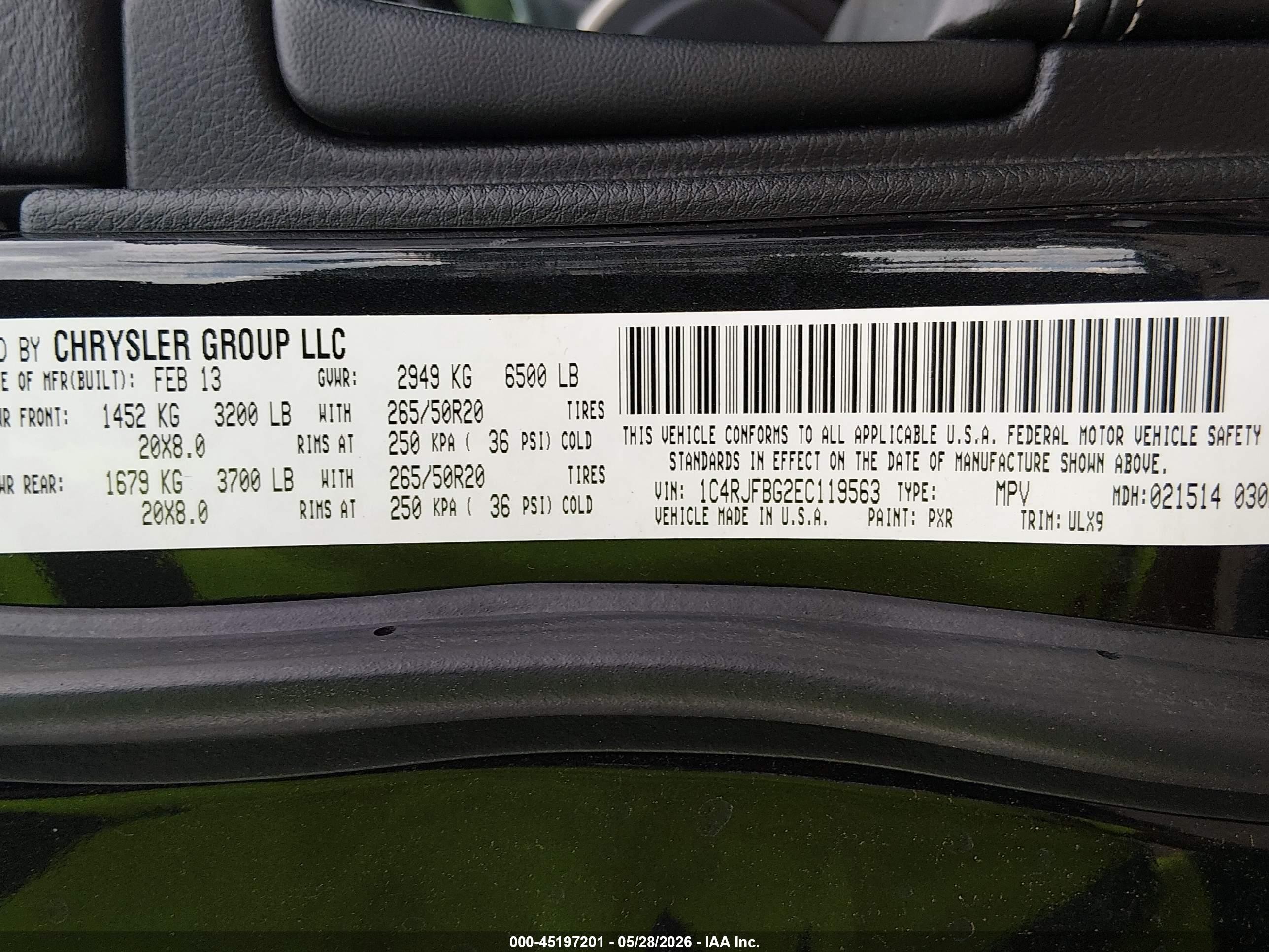 2014 Jeep Grand Cherokee Limited Black vin: 1C4RJFBG2EC119563