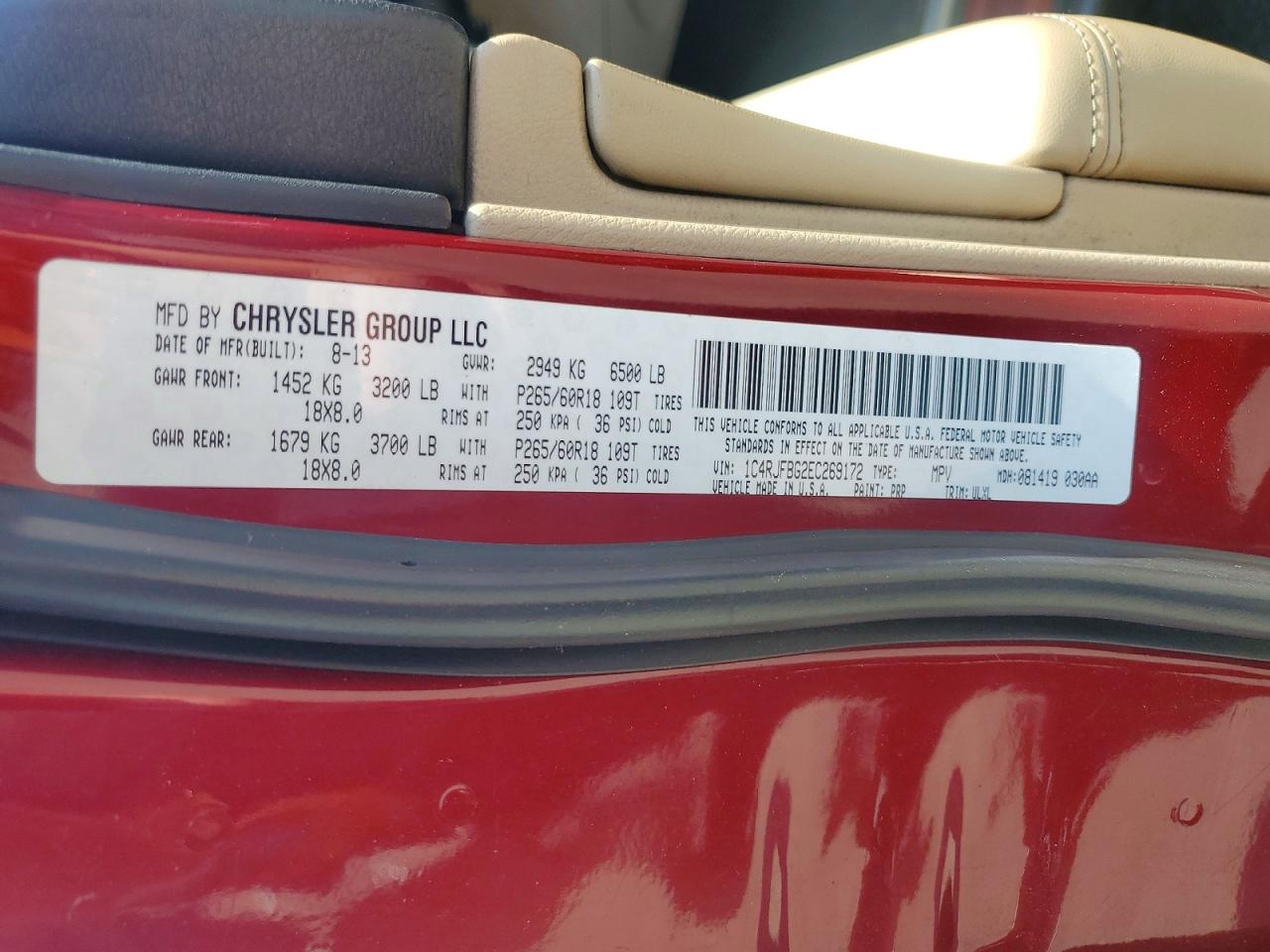 2014 Jeep Grand Cherokee Limited Maroon vin: 1C4RJFBG2EC269172