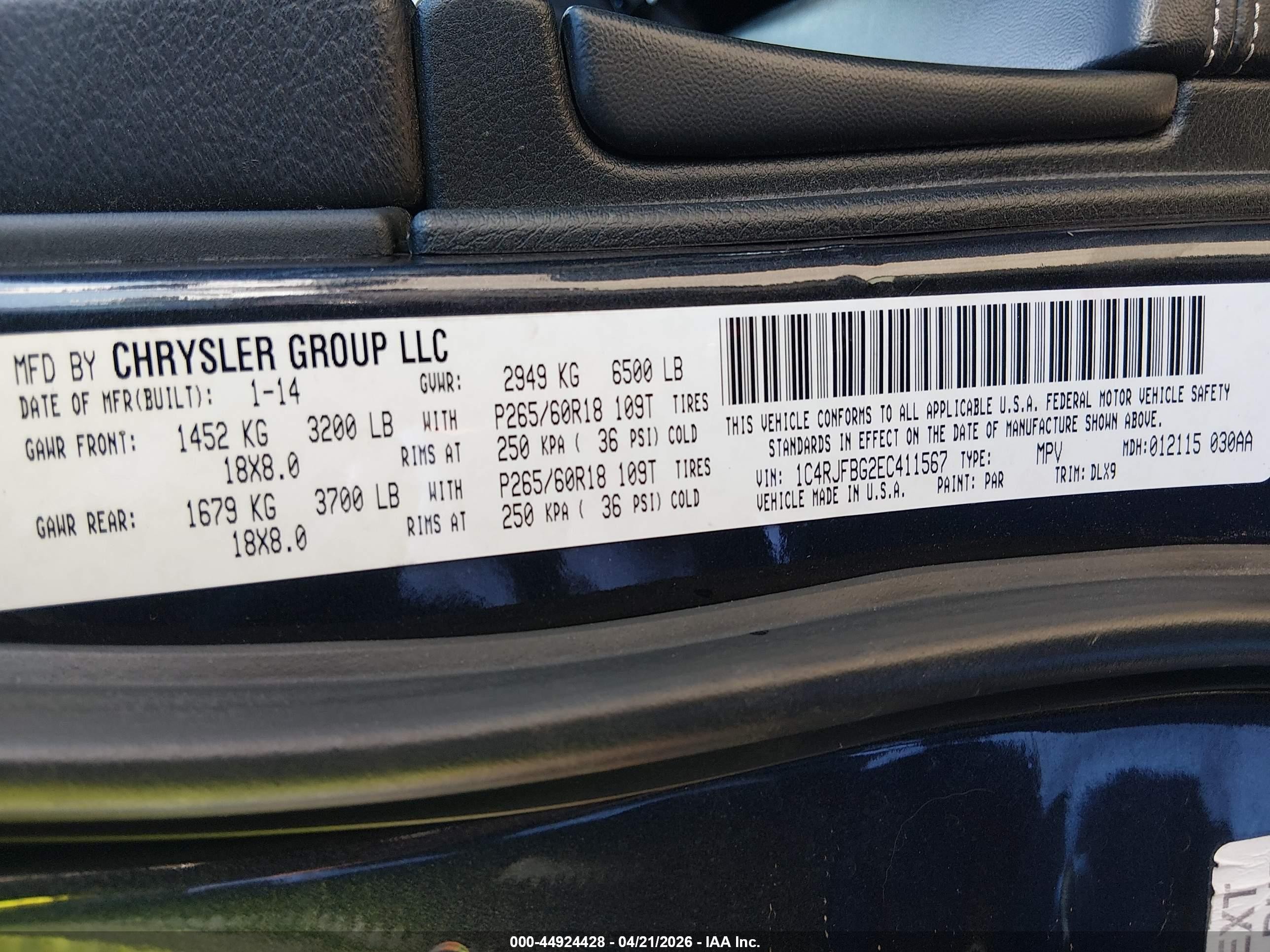 2014 Jeep Grand Cherokee Limited Black vin: 1C4RJFBG2EC411567