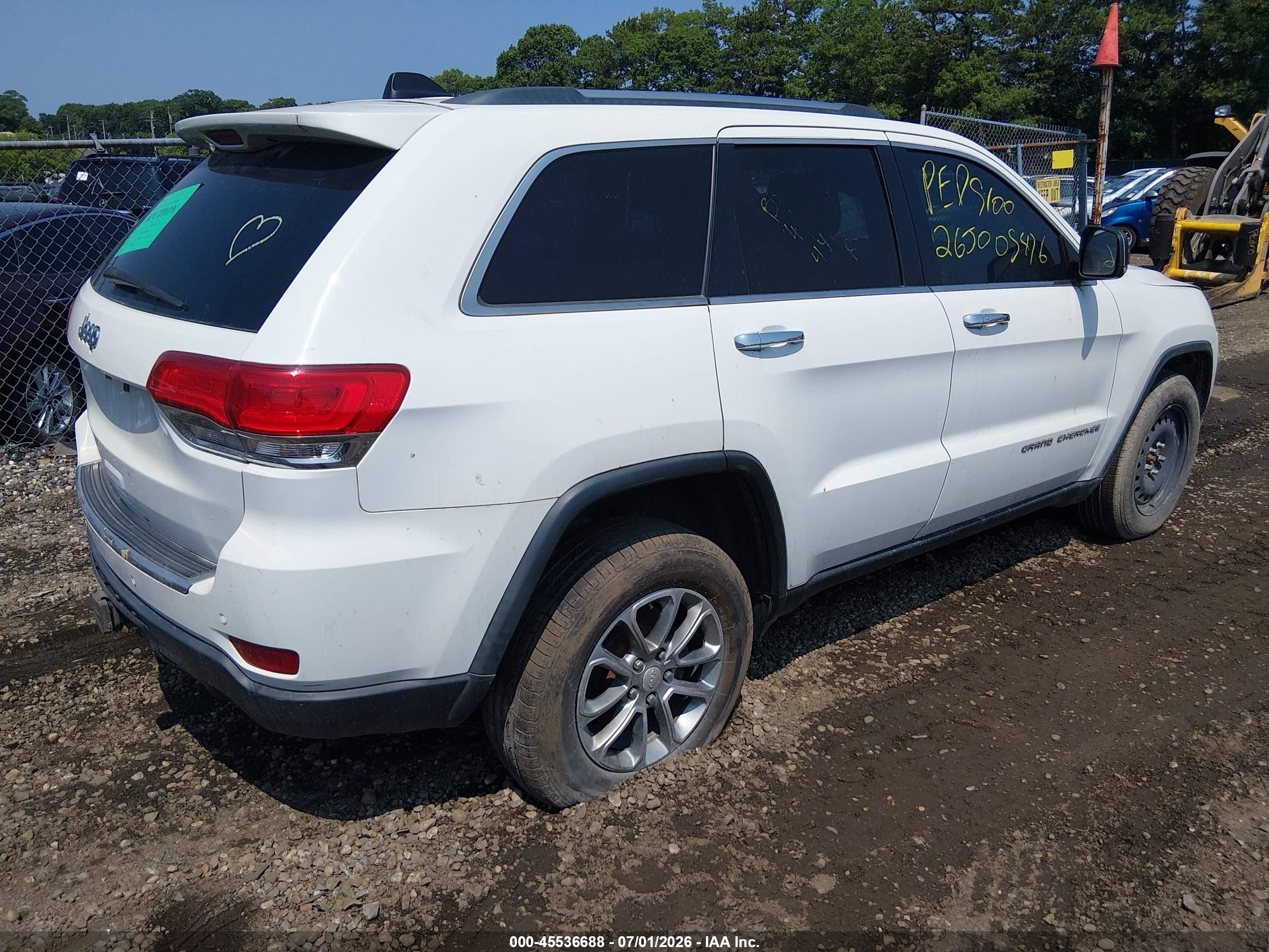 2014 Jeep Grand Cherokee Limited White vin: 1C4RJFBG2EC431575