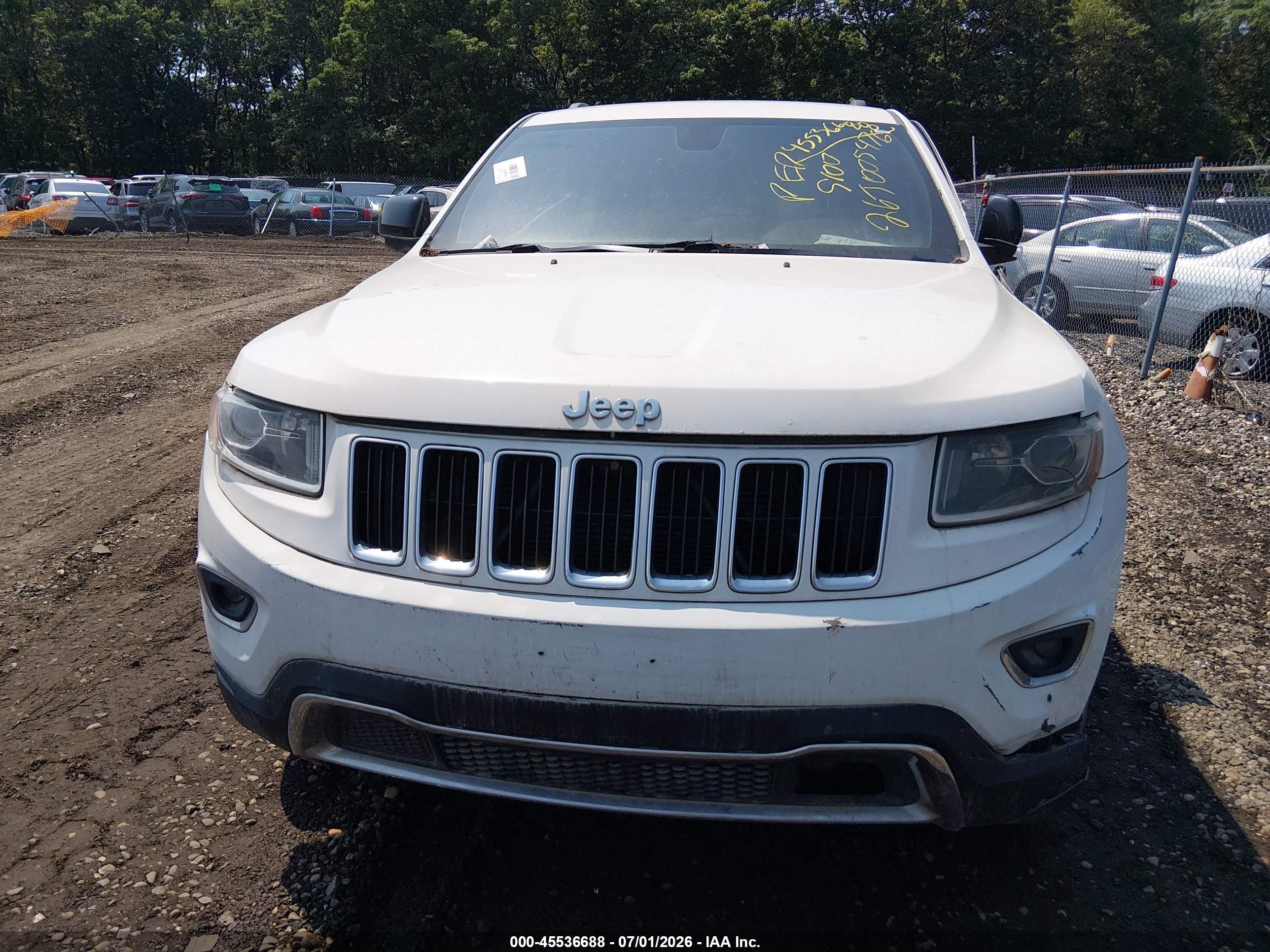 2014 Jeep Grand Cherokee Limited White vin: 1C4RJFBG2EC431575