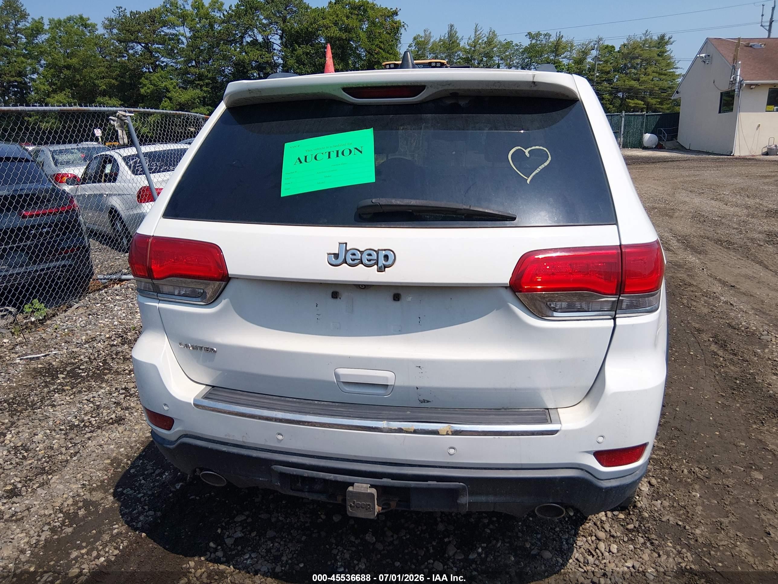 2014 Jeep Grand Cherokee Limited White vin: 1C4RJFBG2EC431575