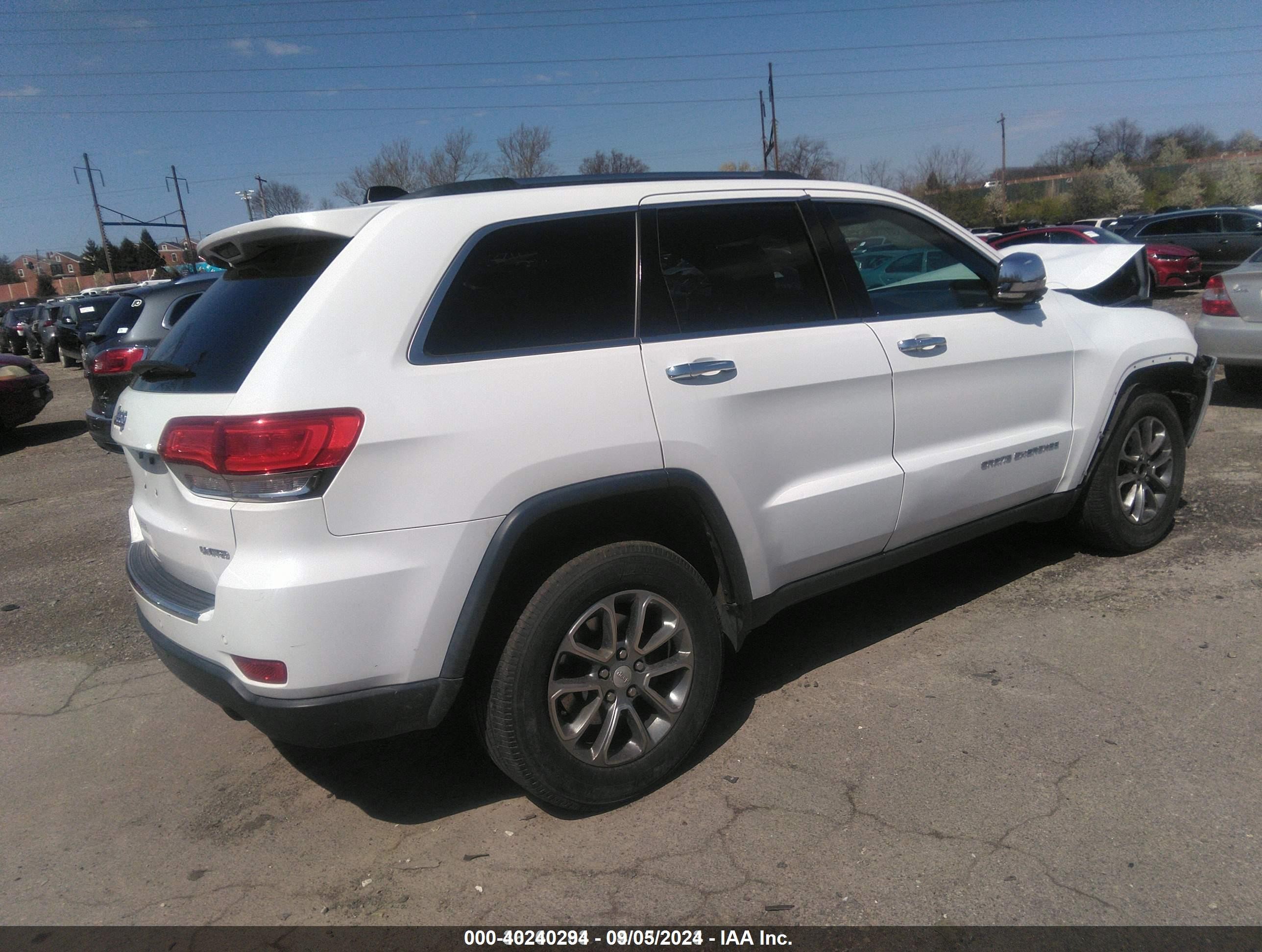2014 Jeep Grand Cherokee Limited White vin: 1C4RJFBG2EC497995