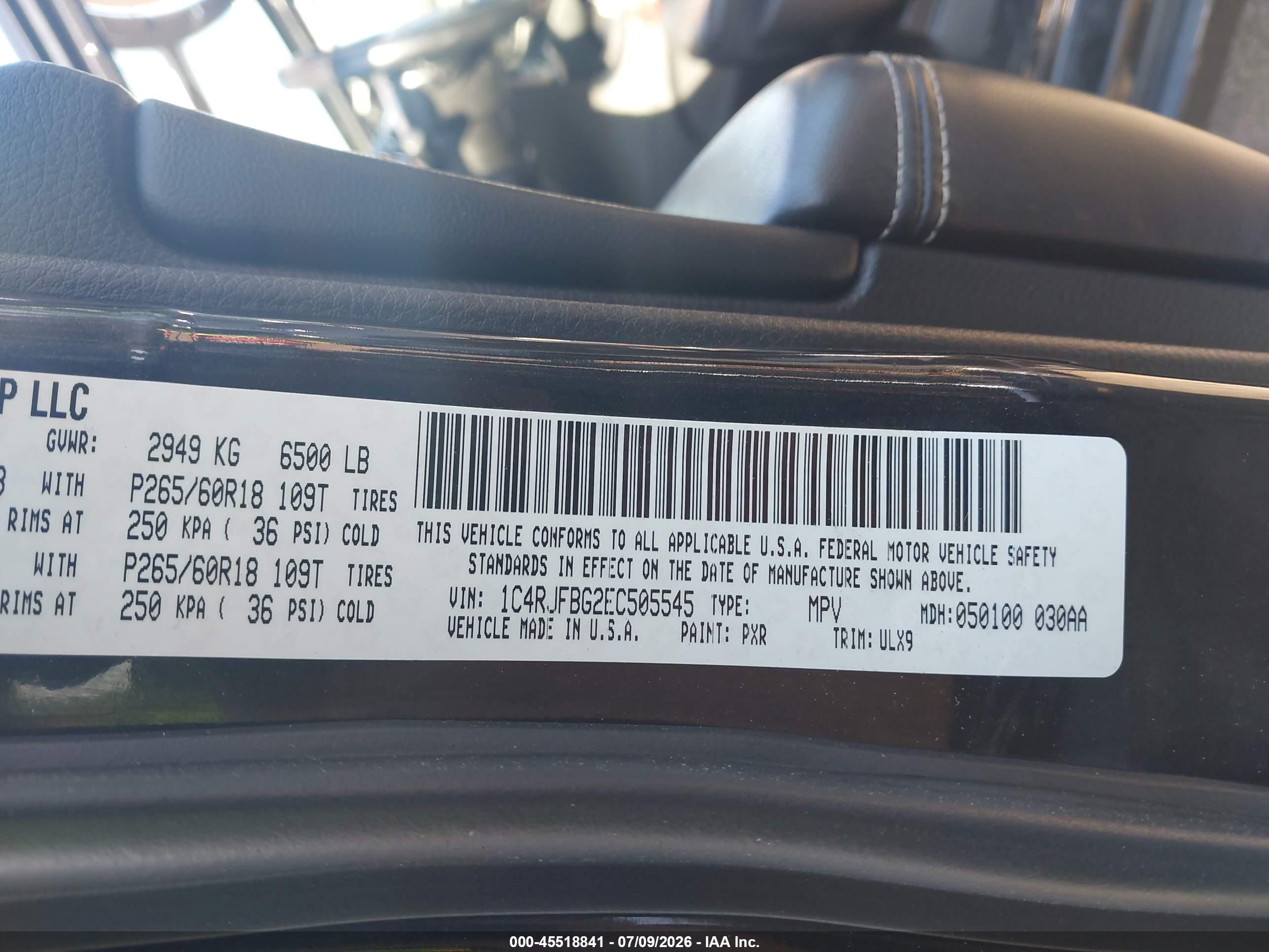 2014 Jeep Grand Cherokee Limited Black vin: 1C4RJFBG2EC505545