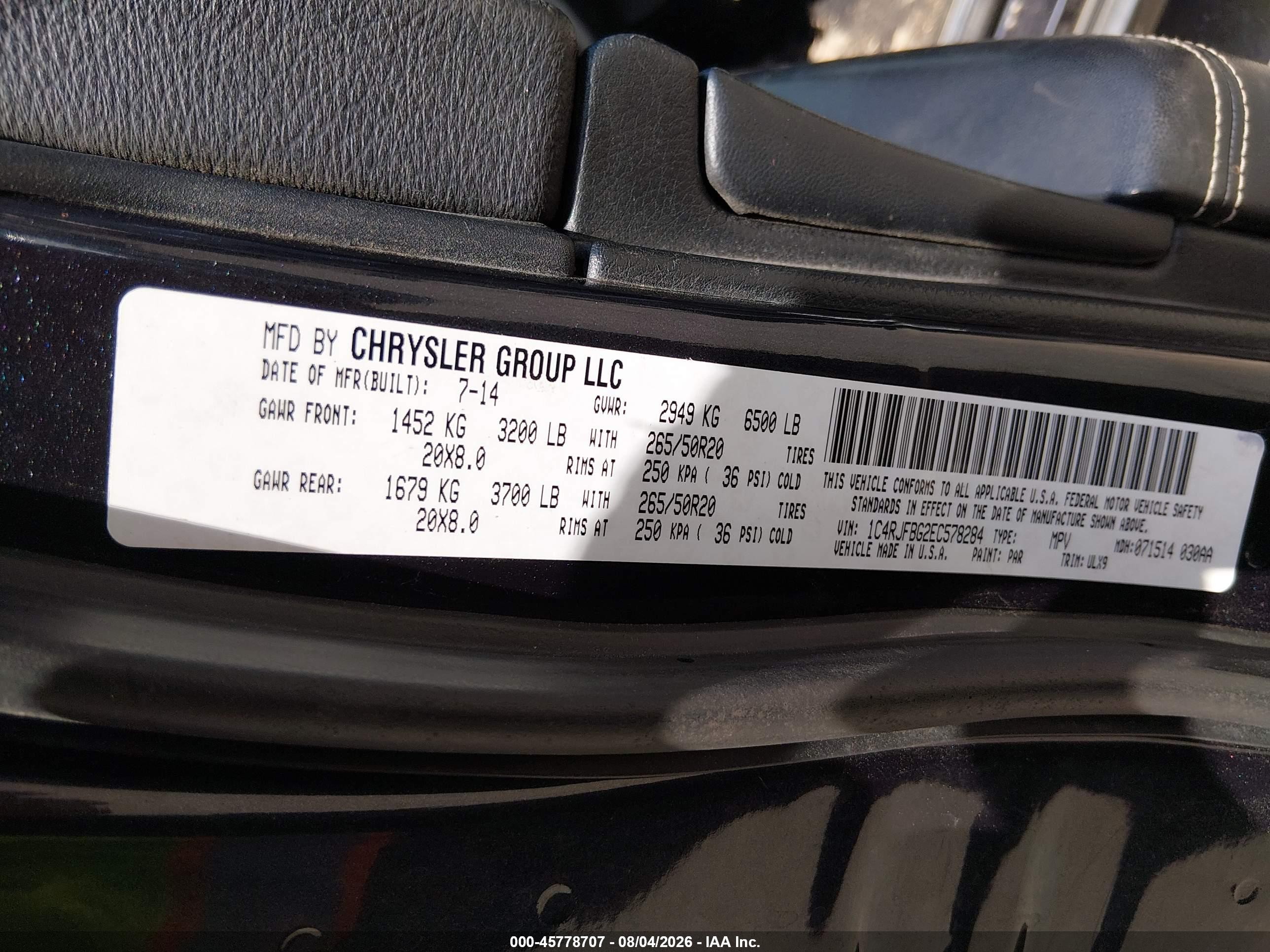 2014 Jeep Grand Cherokee Limited Black vin: 1C4RJFBG2EC578284