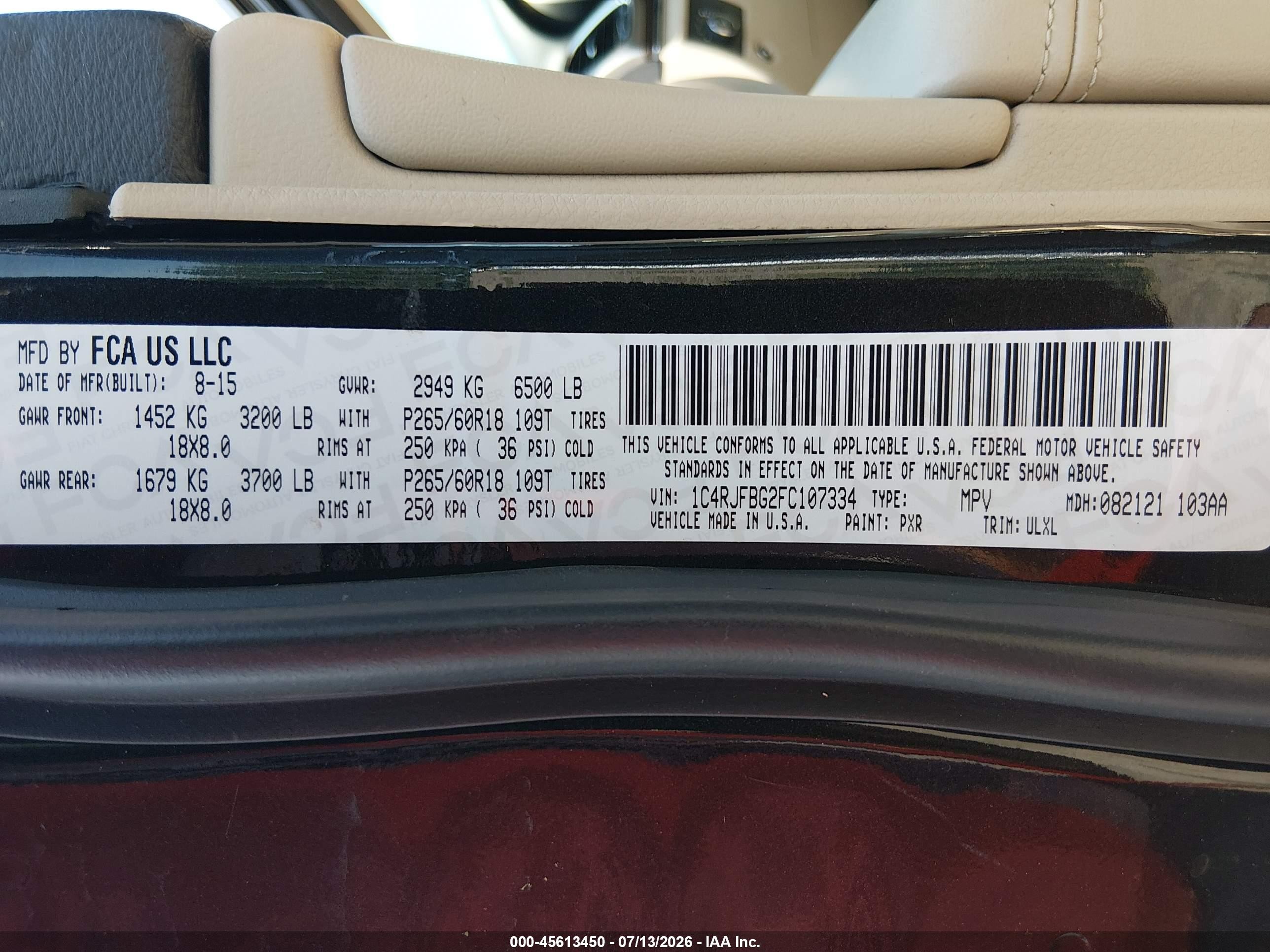 2015 Jeep Grand Cherokee Limited Black vin: 1C4RJFBG2FC107334