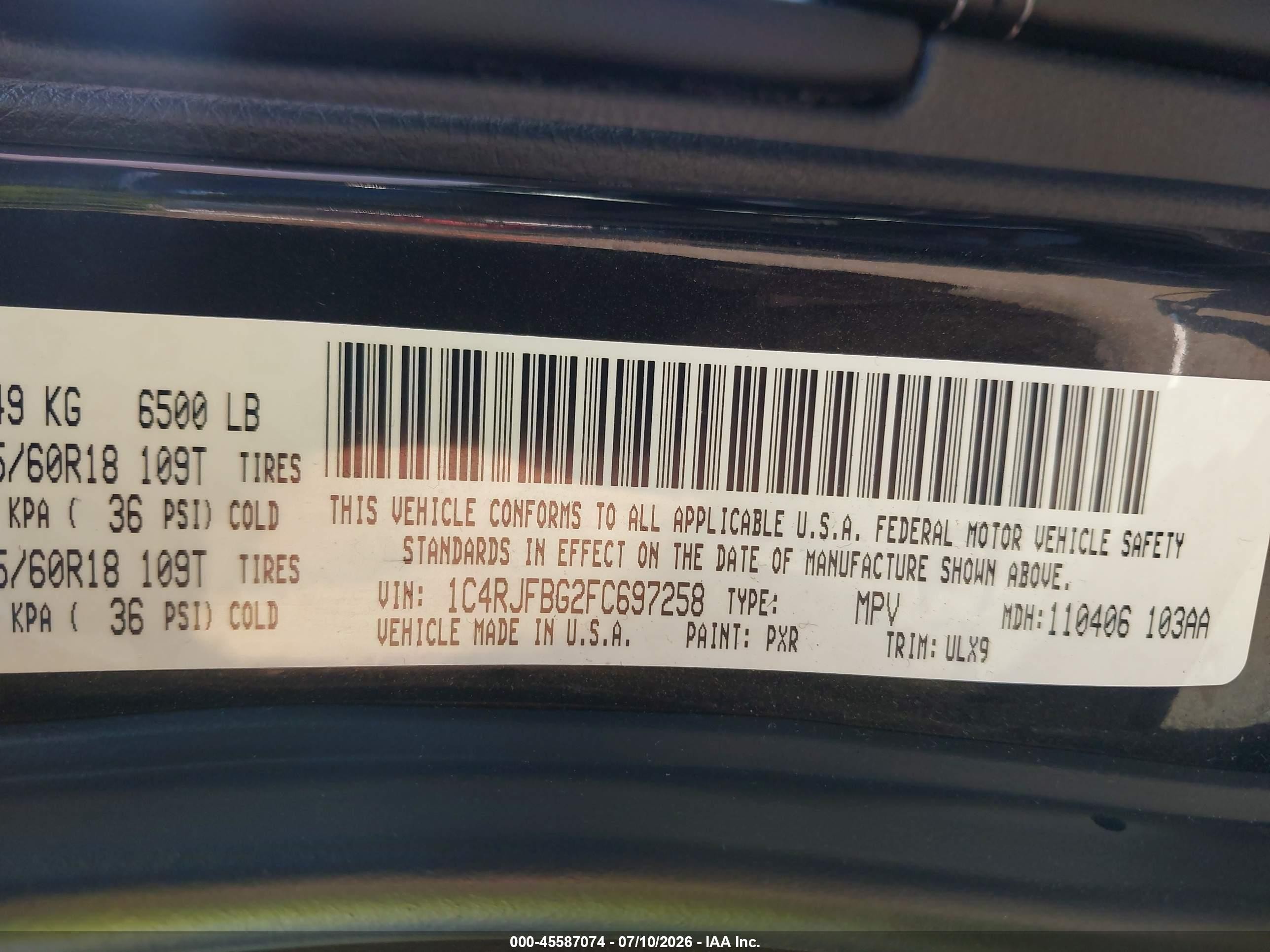 2015 Jeep Grand Cherokee Limited Черный vin: 1C4RJFBG2FC697258