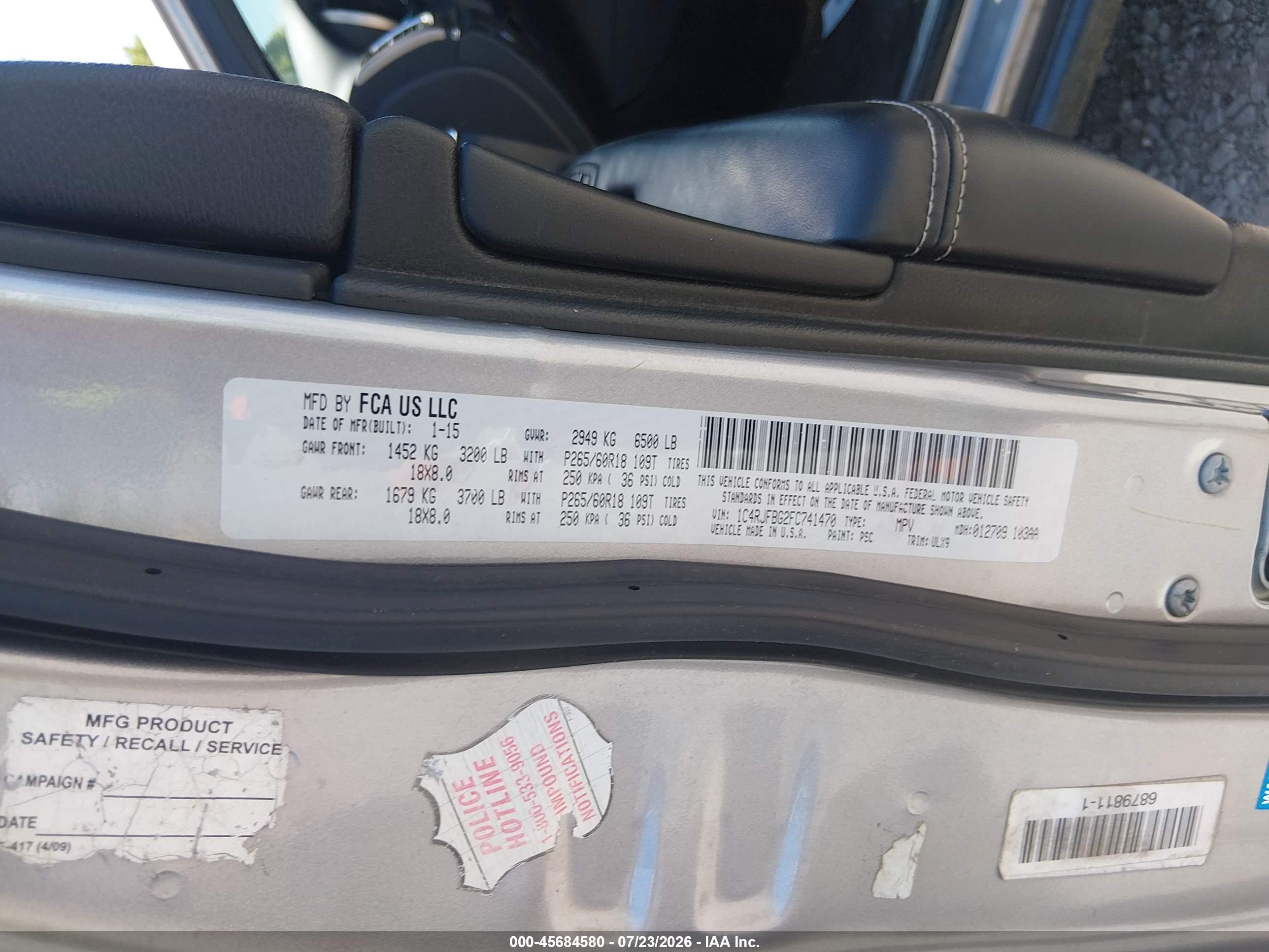 2015 Jeep Grand Cherokee Limited Silver vin: 1C4RJFBG2FC741470