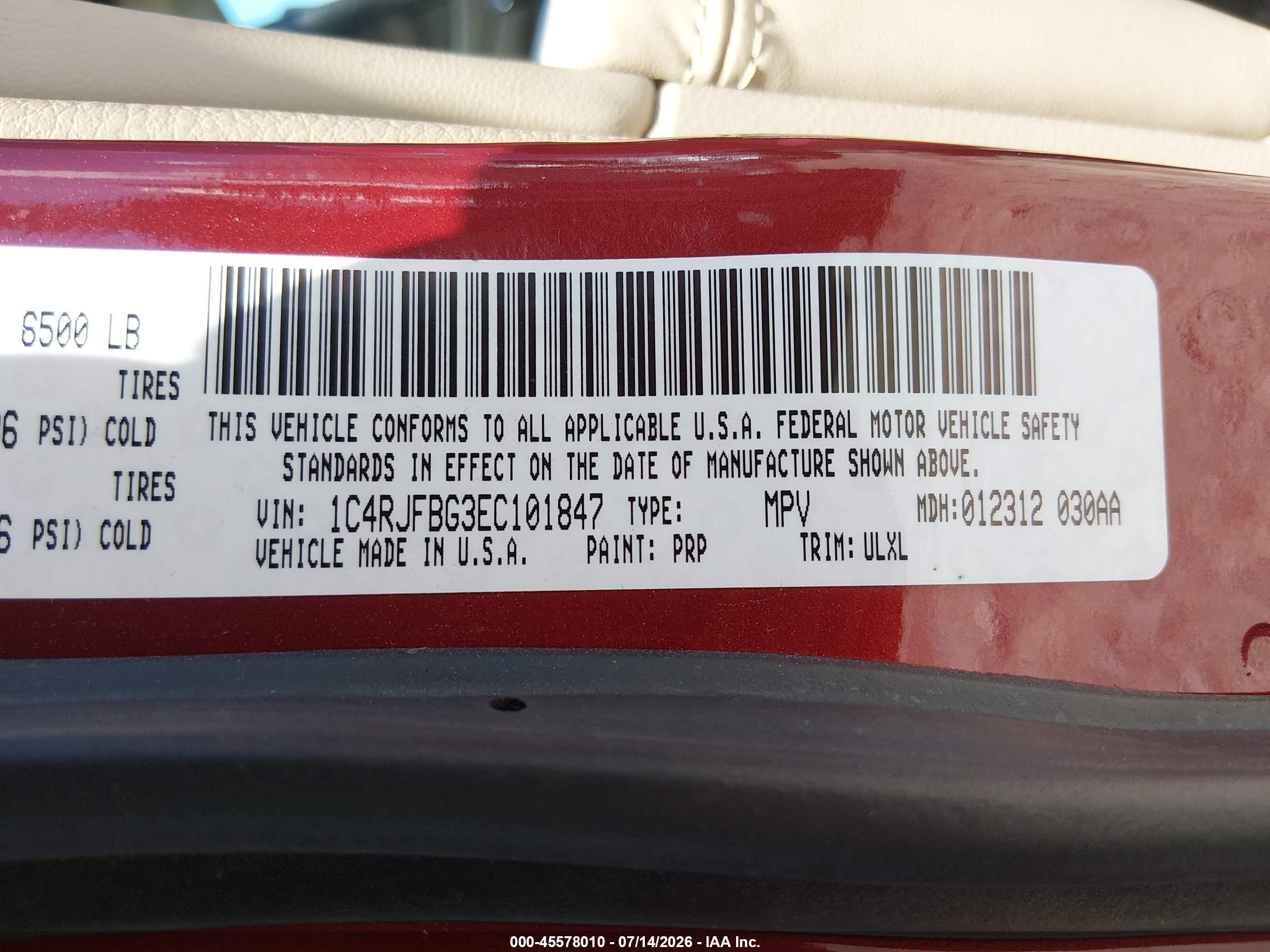 2014 Jeep Grand Cherokee Limited Red vin: 1C4RJFBG3EC101847