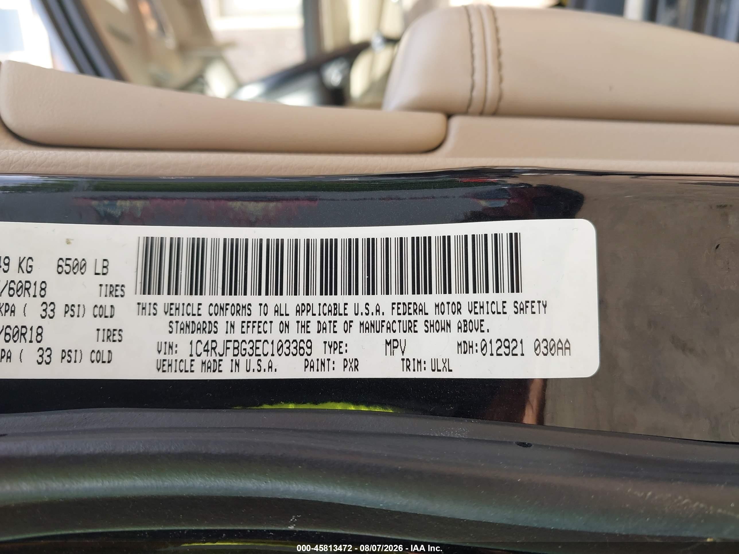 2014 Jeep Grand Cherokee Limited Black vin: 1C4RJFBG3EC103369