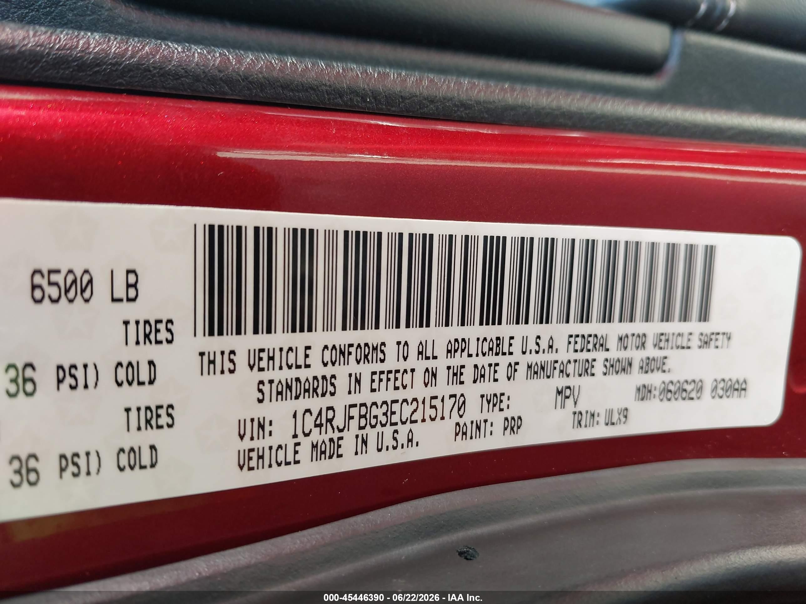 2014 Jeep Grand Cherokee Limited Red vin: 1C4RJFBG3EC215170