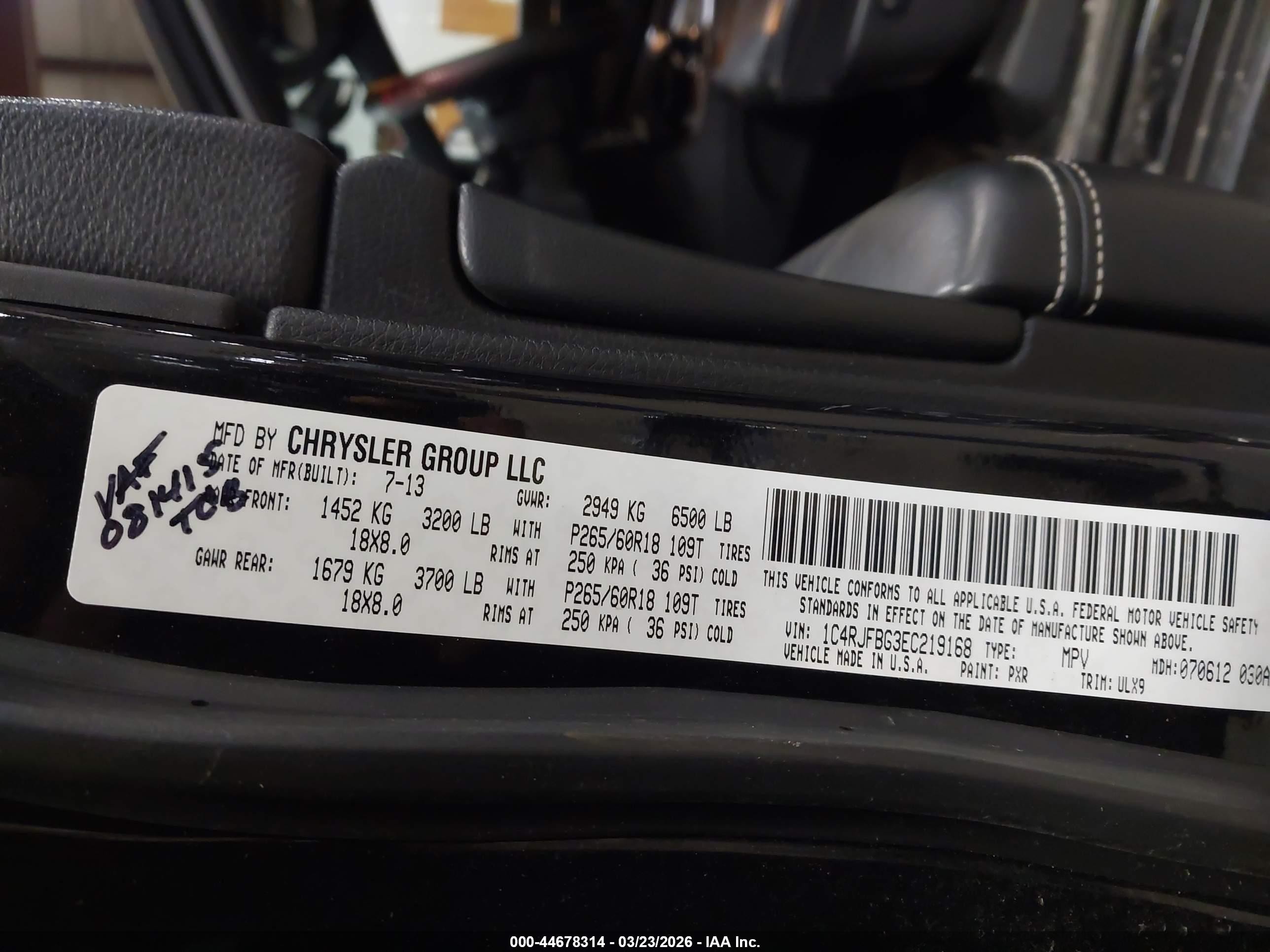 2014 Jeep Grand Cherokee Limited Black vin: 1C4RJFBG3EC219168