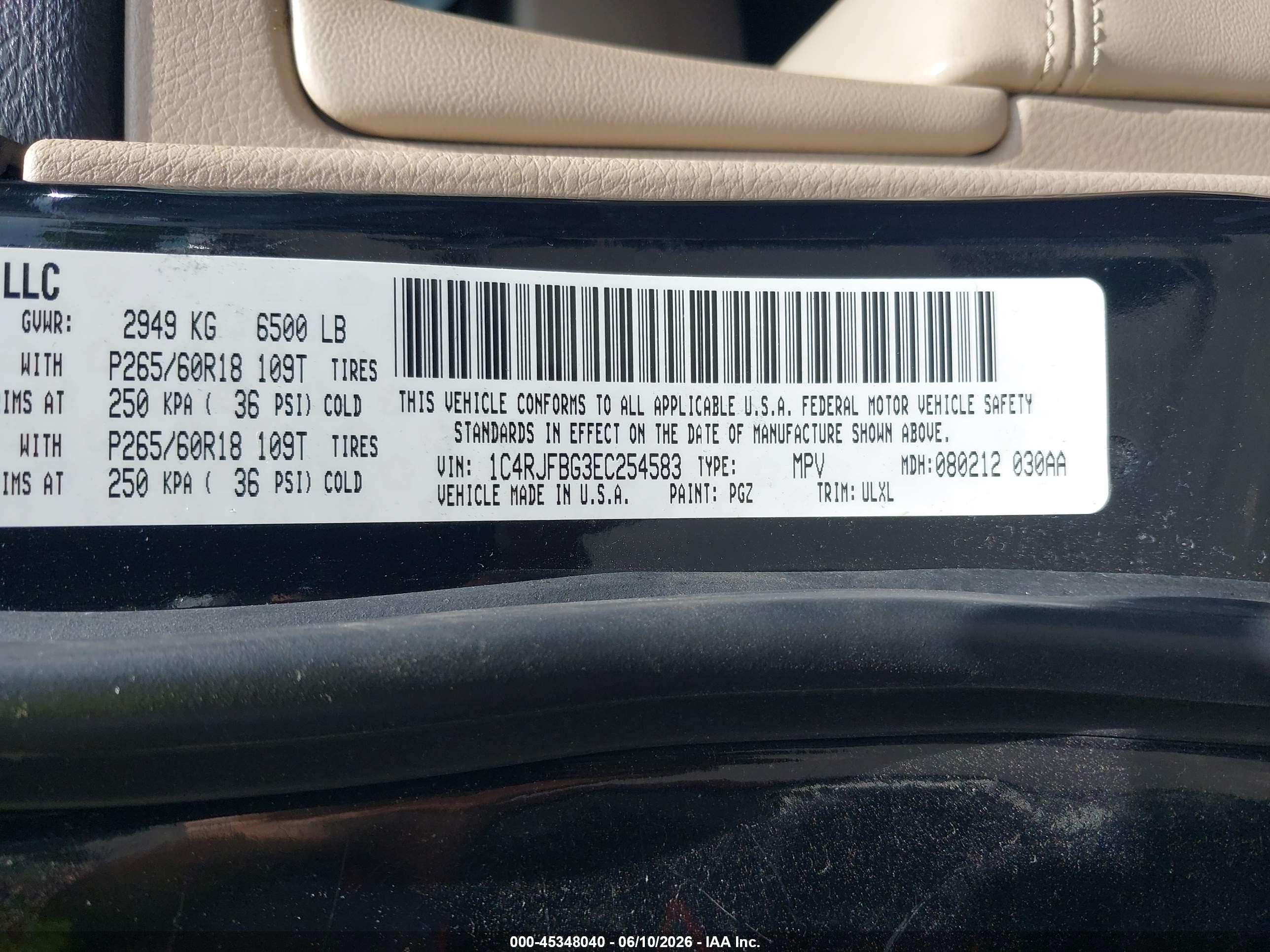 2014 Jeep Grand Cherokee Limited Black vin: 1C4RJFBG3EC254583
