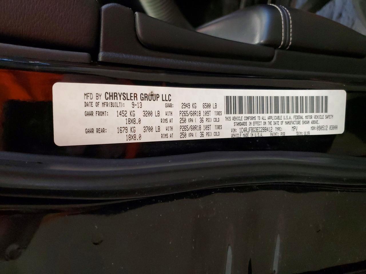2014 Jeep Grand Cherokee Limited Black vin: 1C4RJFBG3EC288412