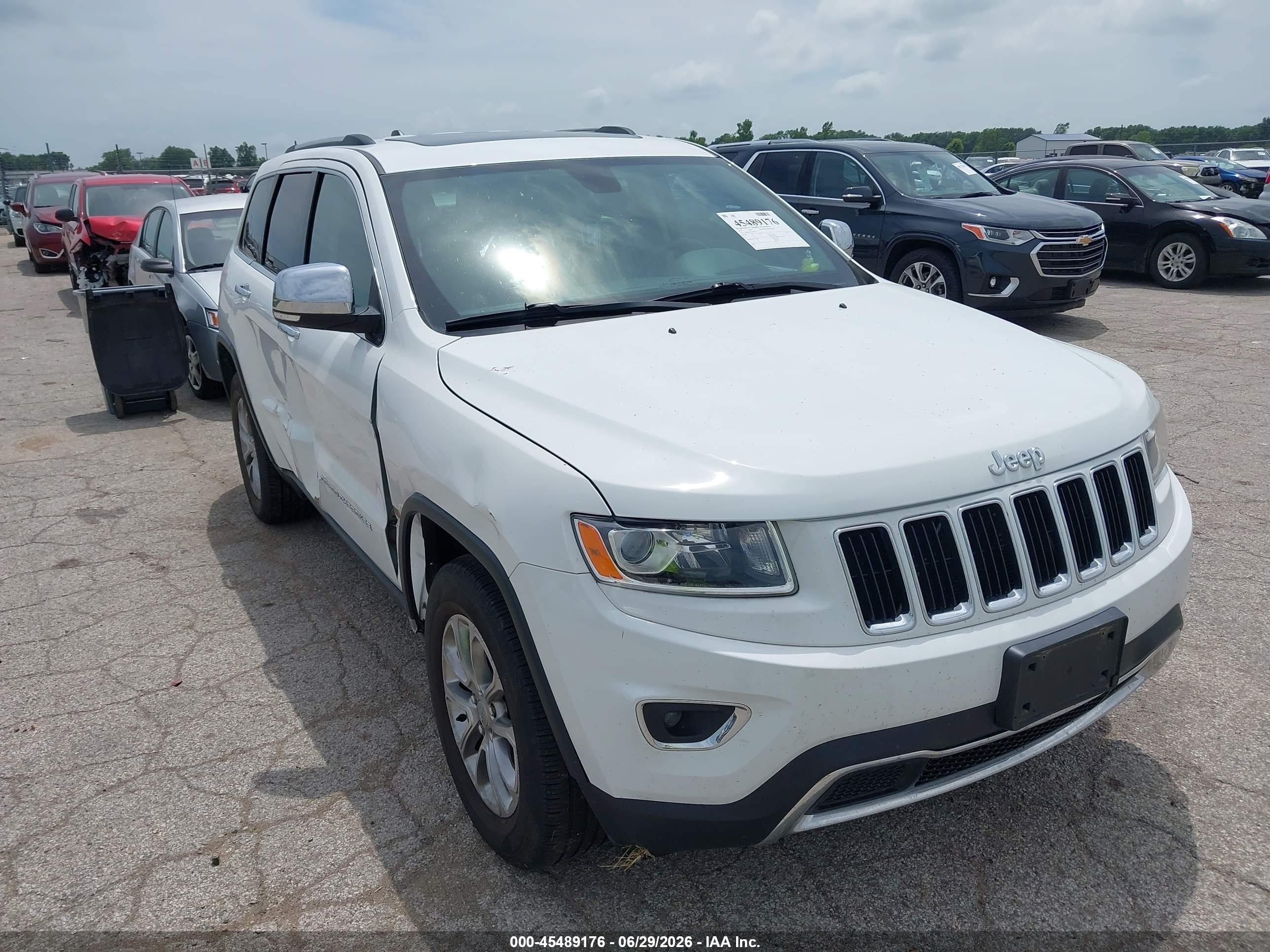2014 Jeep Grand Cherokee Limited White vin: 1C4RJFBG3EC400044
